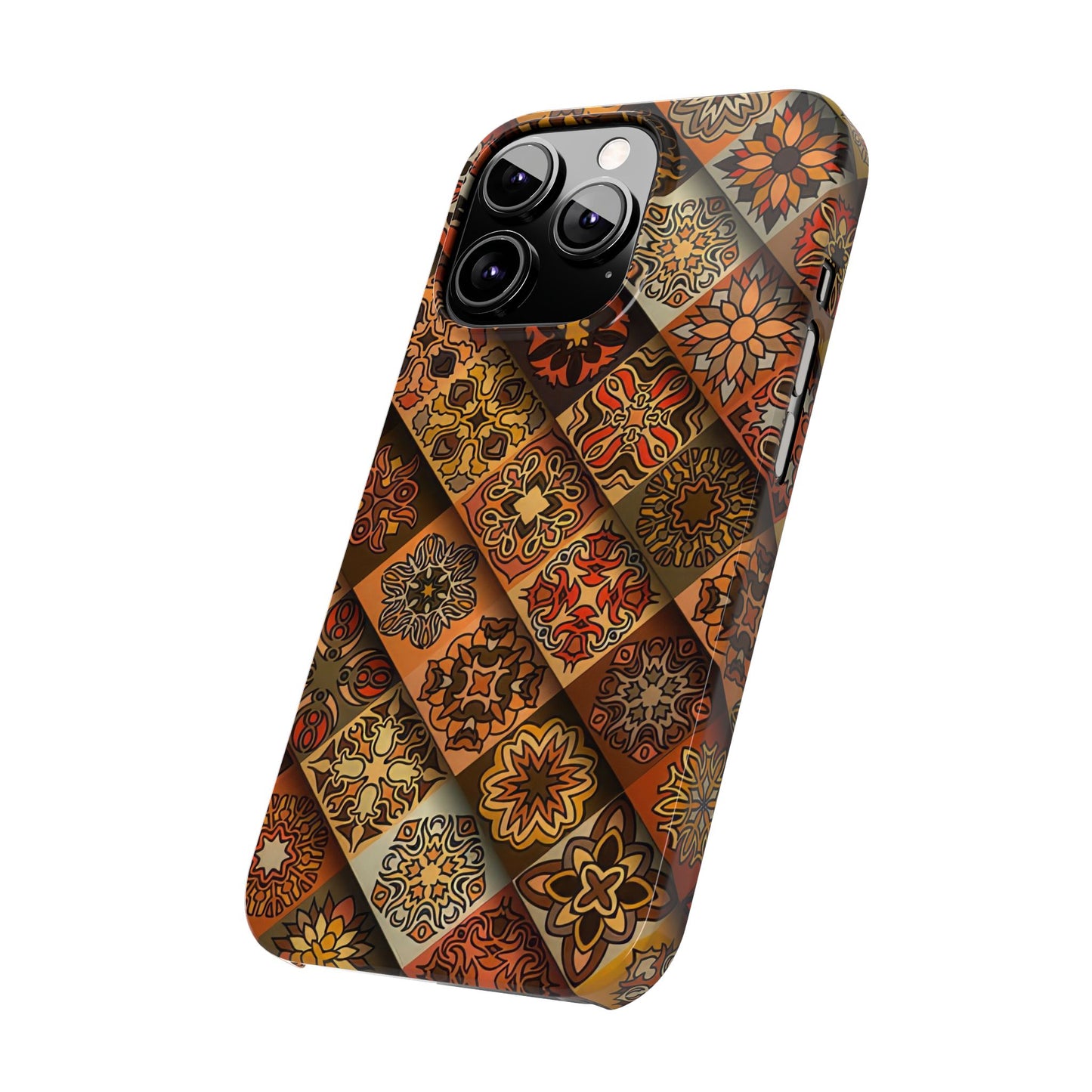 Aztec Geometric Slim Case, Boho Orange