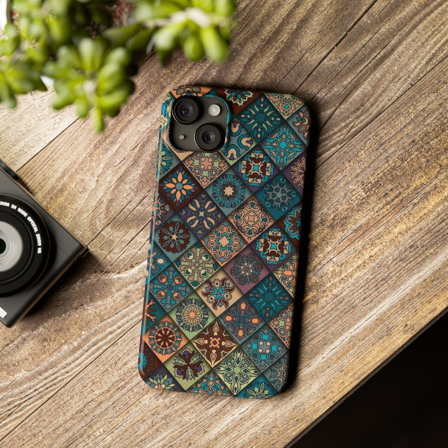 Aztec Geometric Slim Cases, Boho Blue