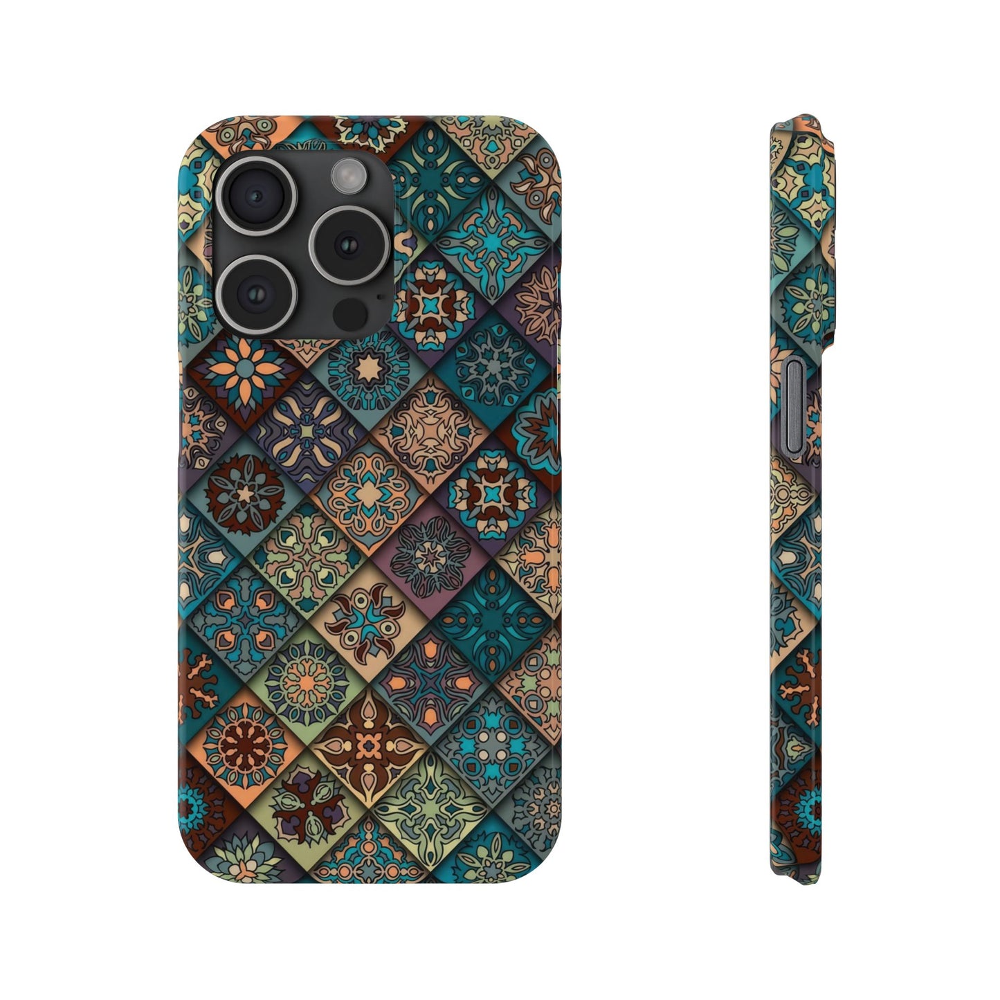 Aztec Geometric Slim Cases, Boho Blue