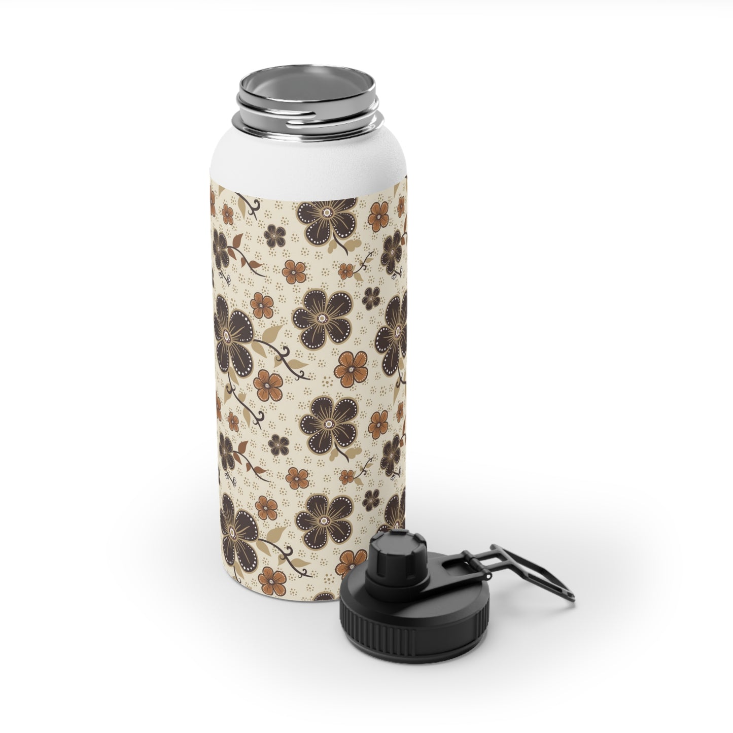 Timeless Elegance Stainless Steel Water Bottle, Sports Lid / Beige