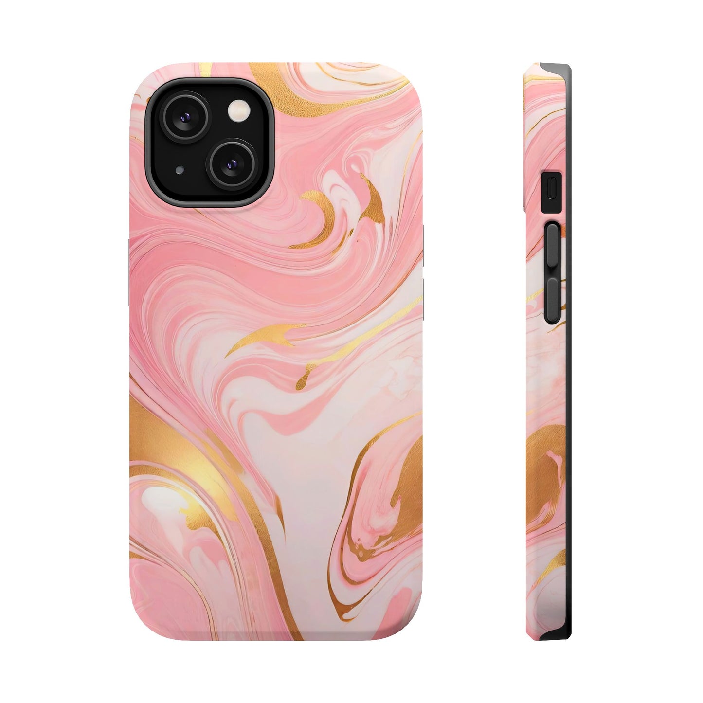 Stylish Magnetic Phone Case, Pink Marble Protective Cover