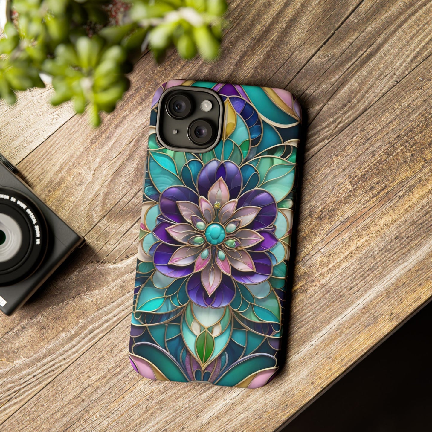 Floral Stained Glass Tough Phone Case -Stylish Protection for Your Device