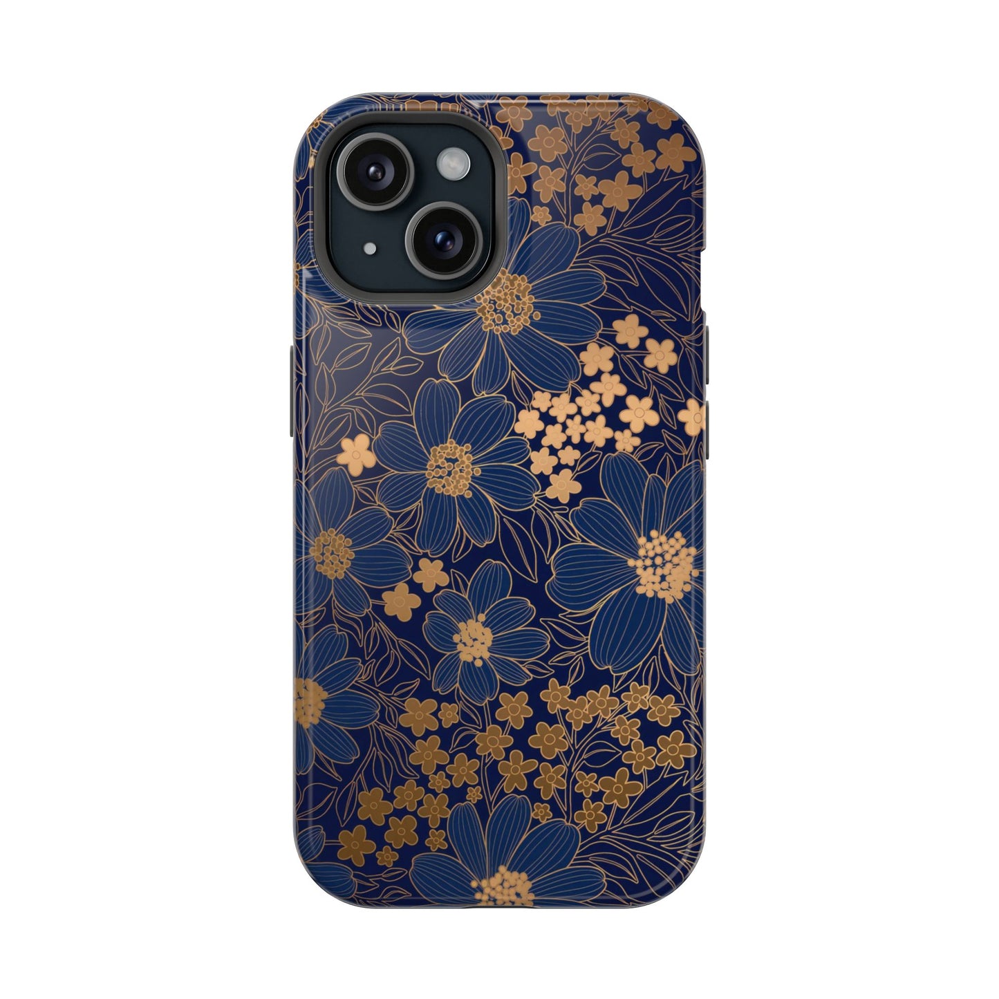 Luxury Serial Magnetic Phone Case, Golden Floral