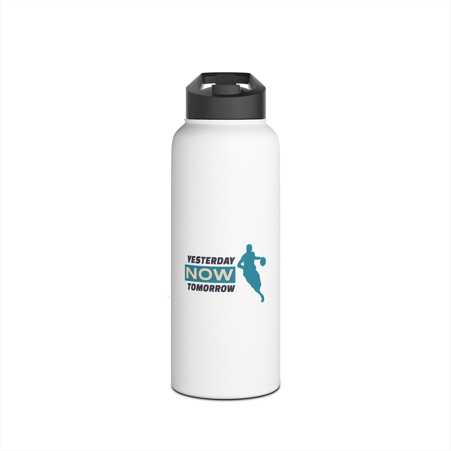 Yesterday Now Tomorrow Stainless Steel Water Bottle, Standard Lid