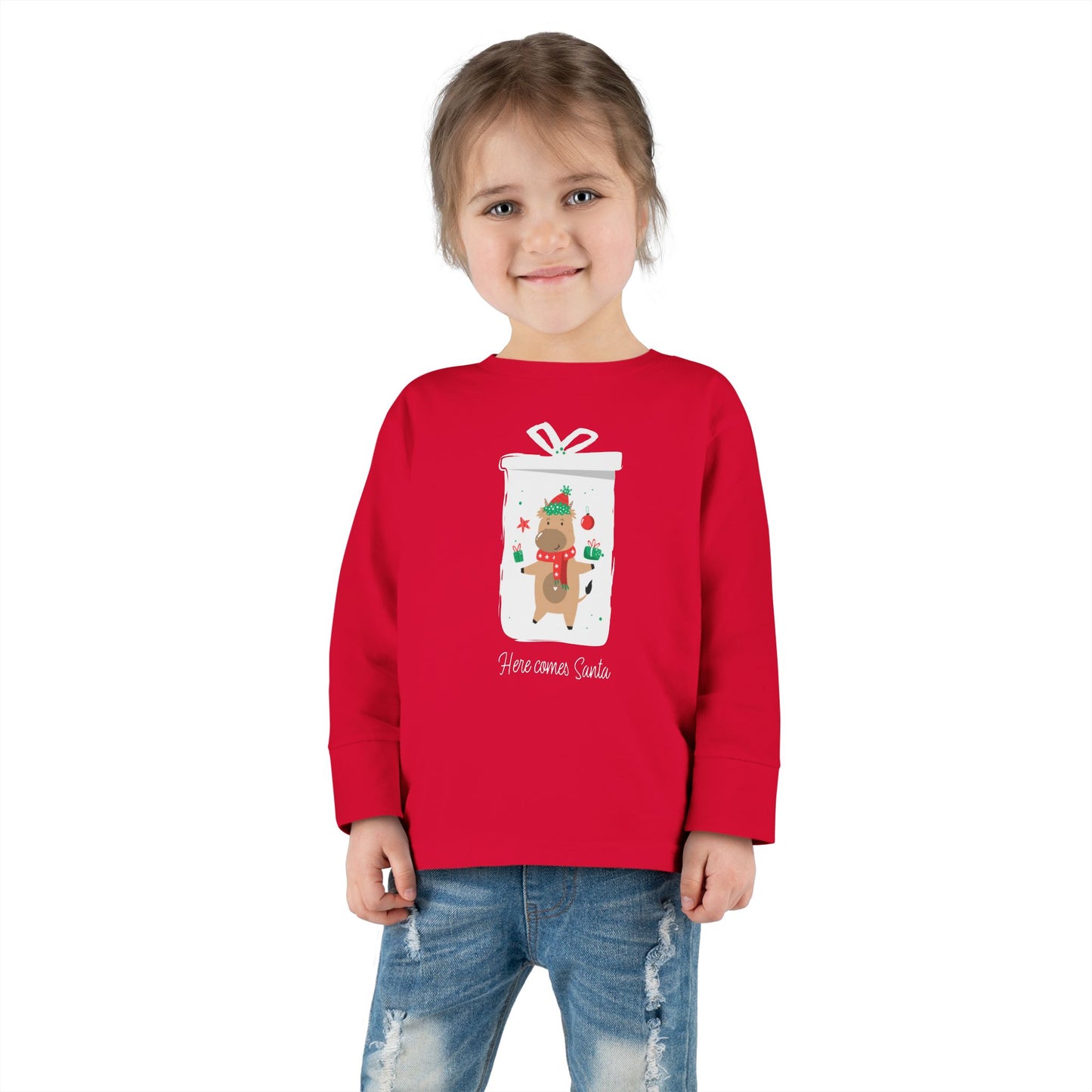 Here Comes Santa Toddler Long Sleeve Tee