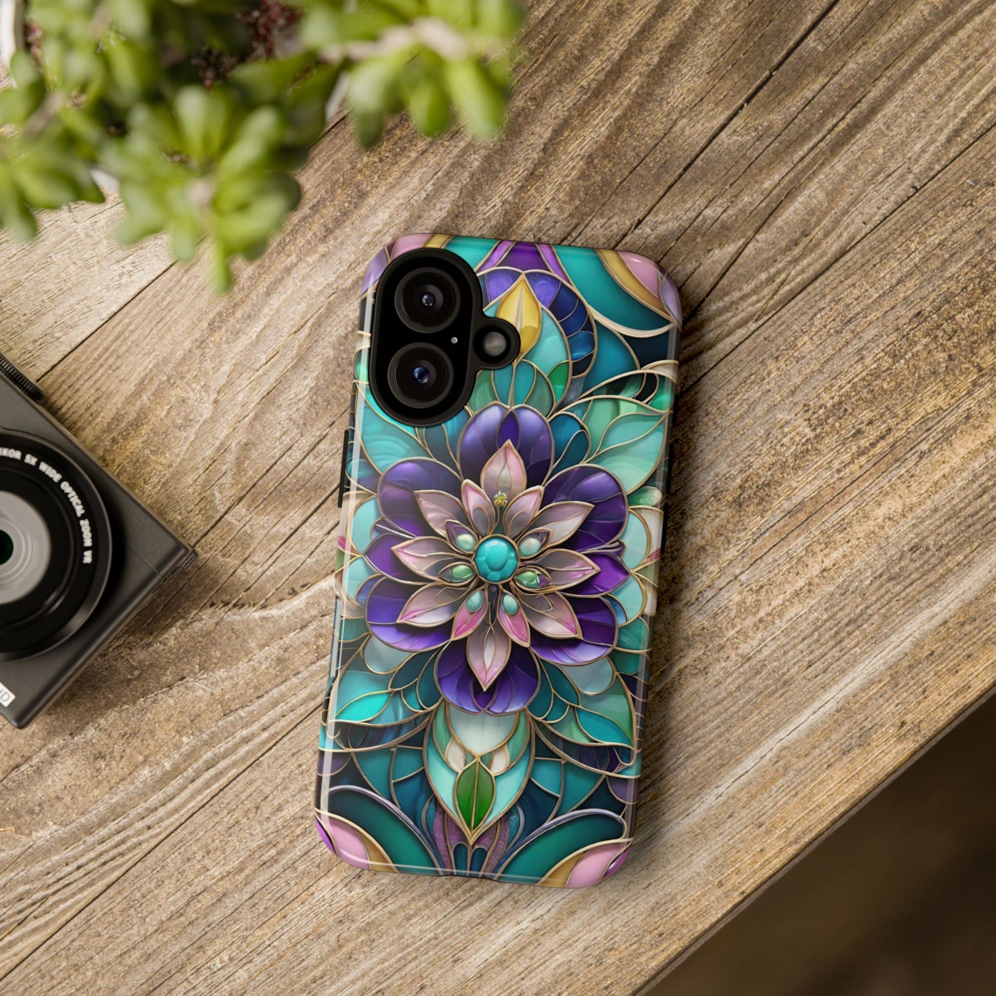 Floral Stained Glass Tough Phone Case -Stylish Protection for Your Device