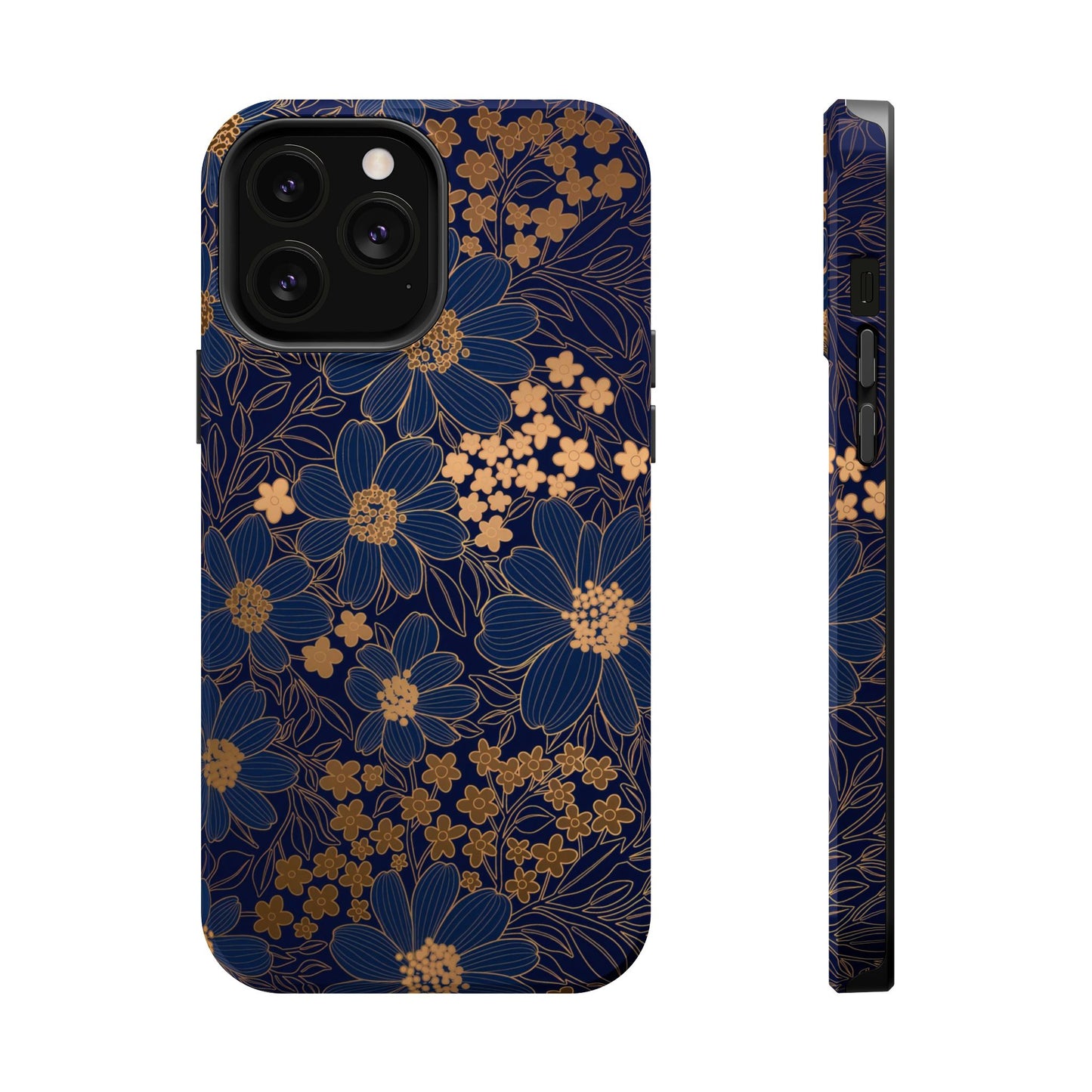 Luxury Serial Magnetic Phone Case, Golden Floral