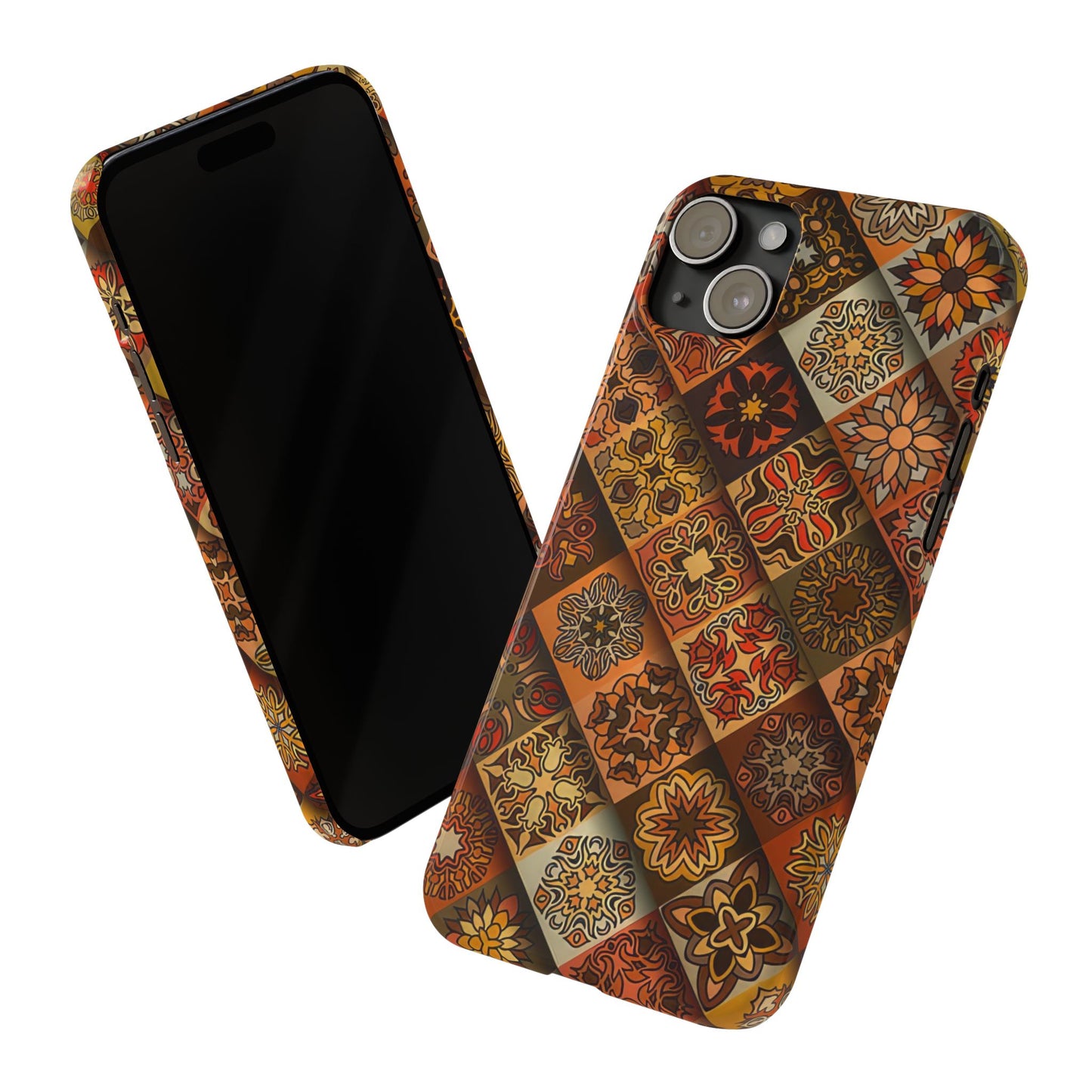 Aztec Geometric Slim Case, Boho Orange