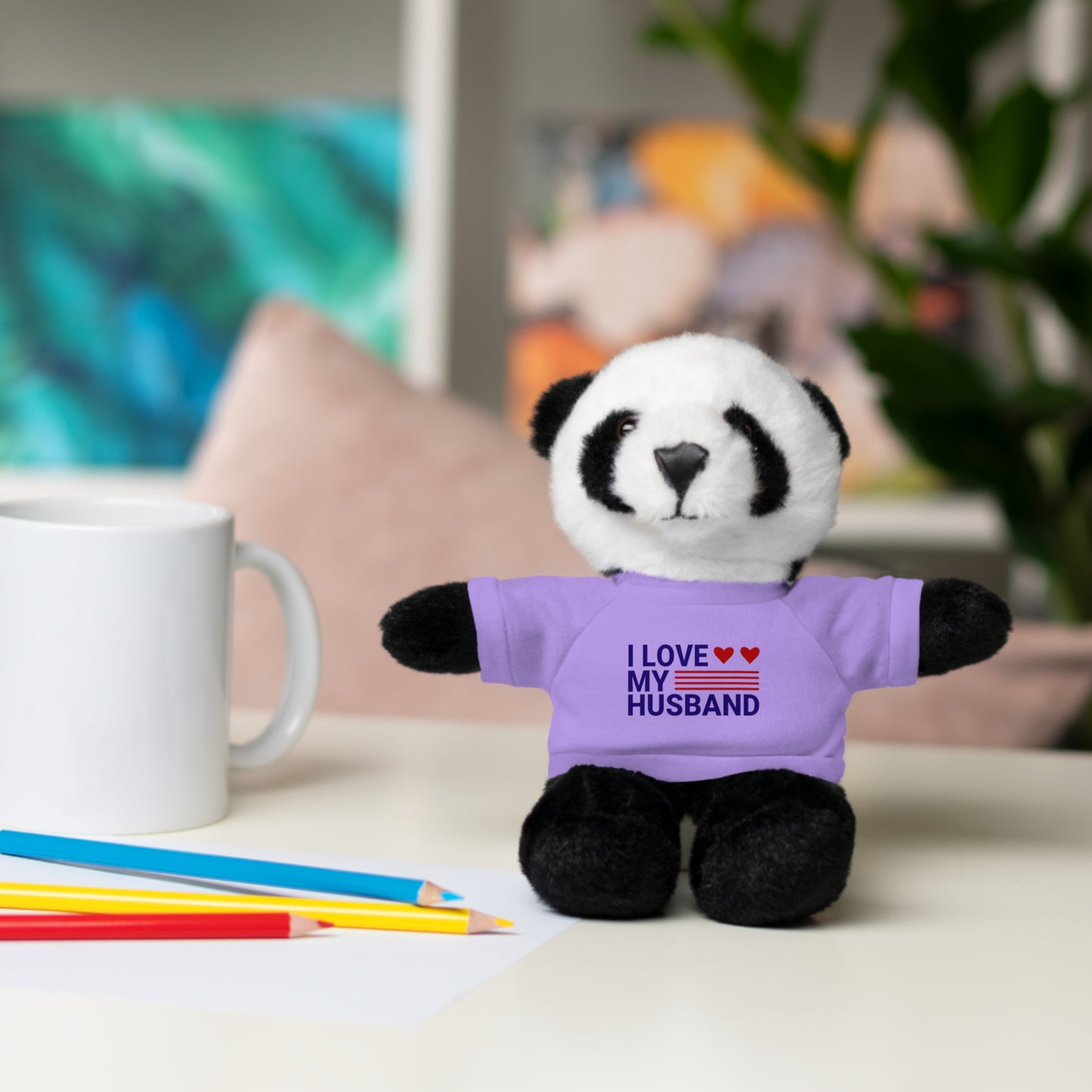 Stuffed Animal with "I love my husband" Tee, Gift for husband