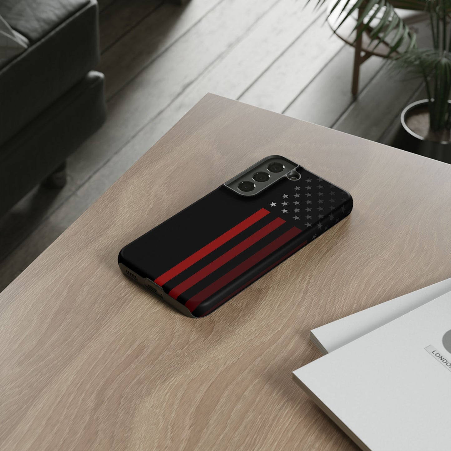 Patriotic Samsung Tough Cases, Red Line American Flag Phone Cover
