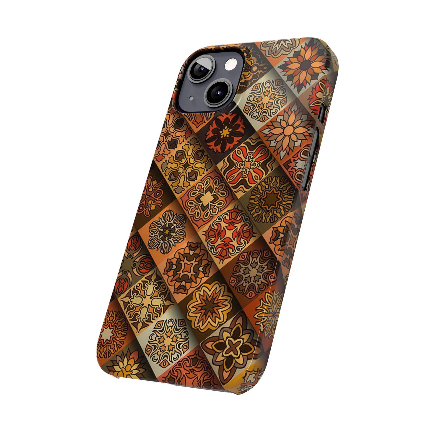 Aztec Geometric Slim Case, Boho Orange
