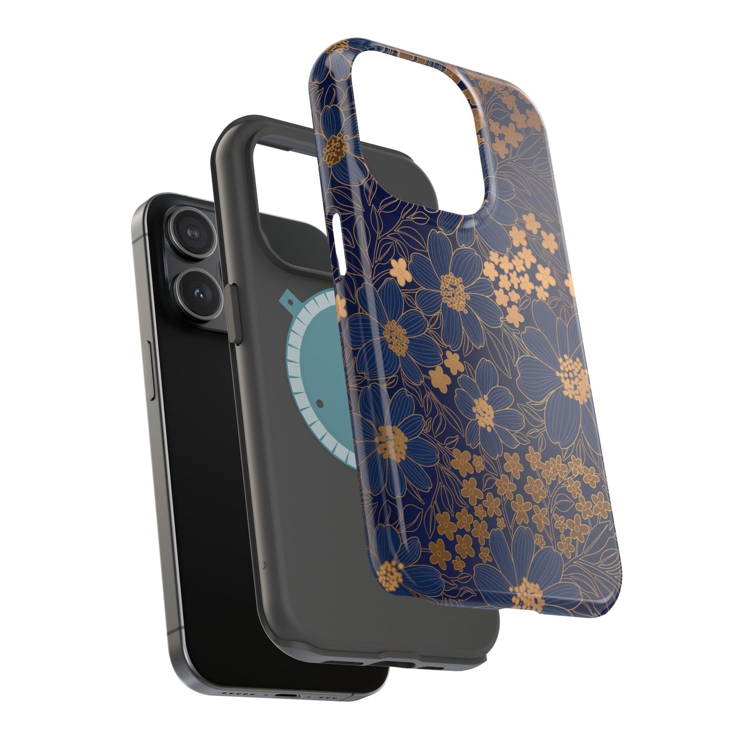 Luxury Serial Magnetic Phone Case, Golden Floral