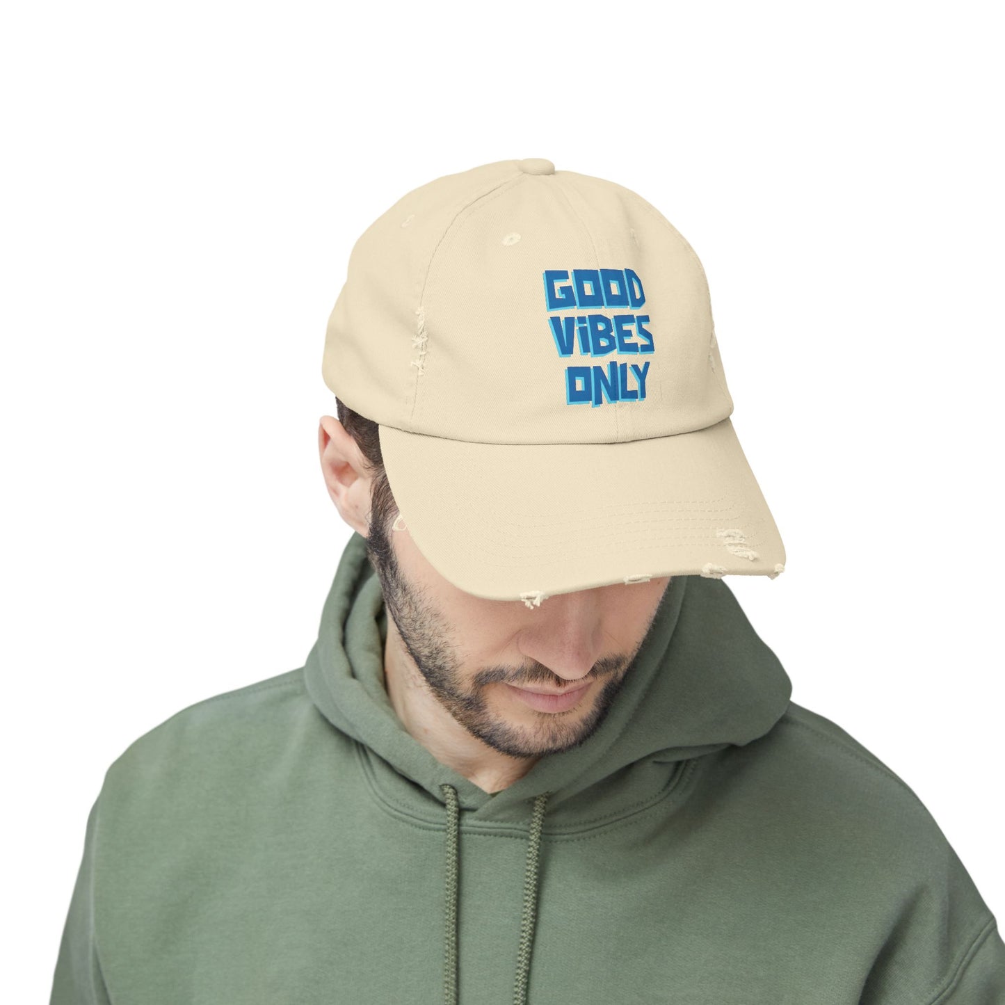 Good Vibes Only Unisex Distressed Cap