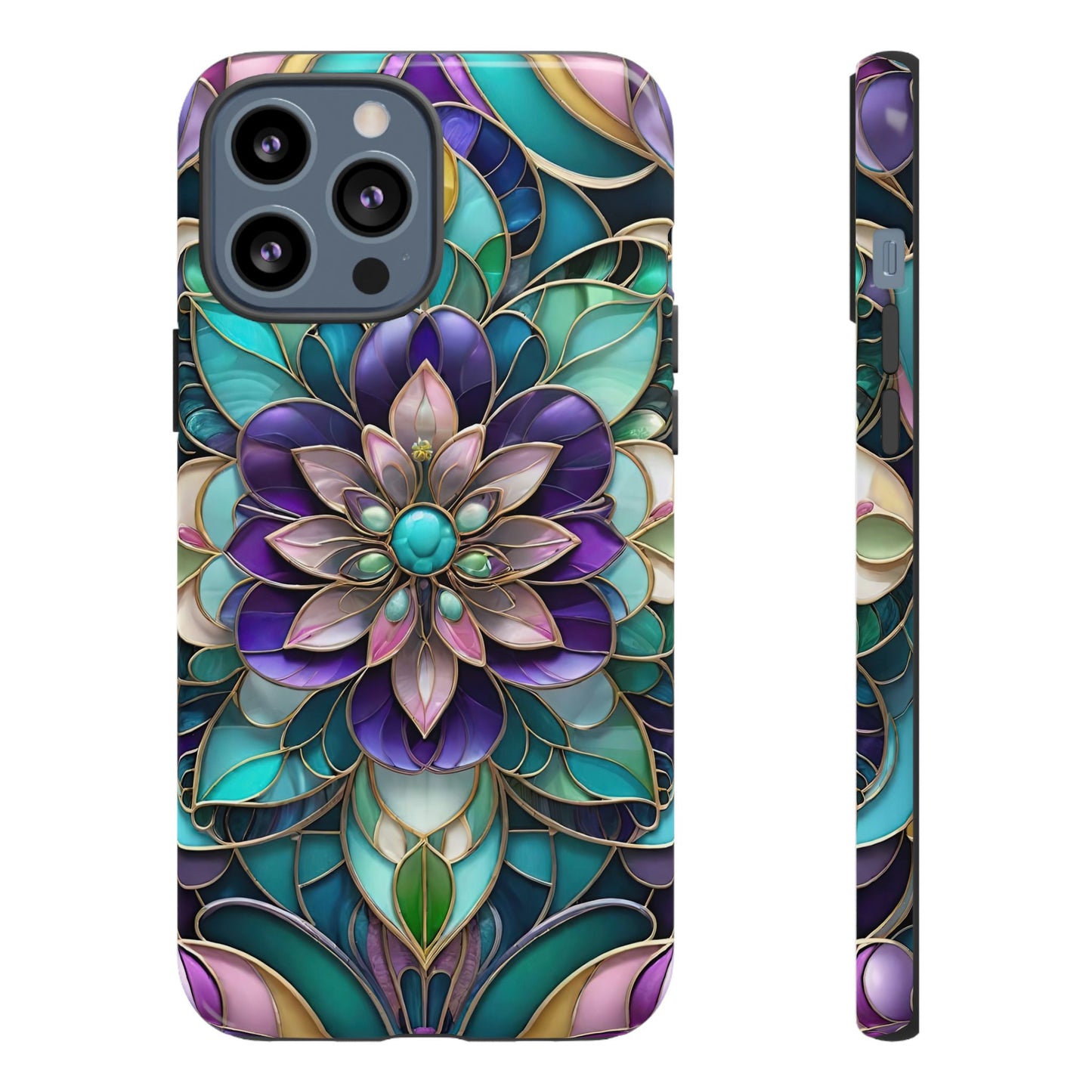 Floral Stained Glass Tough Phone Case -Stylish Protection for Your Device