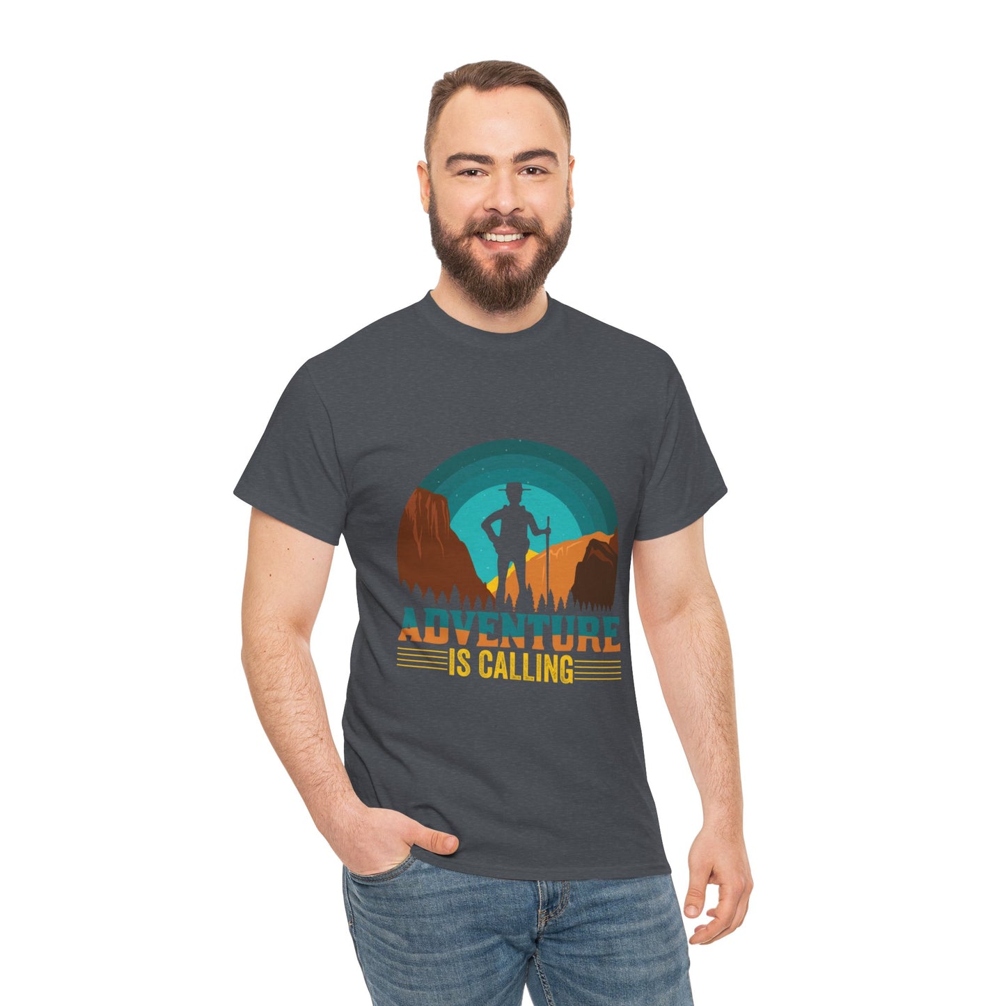 Adventure Is Calling Unisex Heavy Cotton Tee - Perfect for Outdoorsy Souls