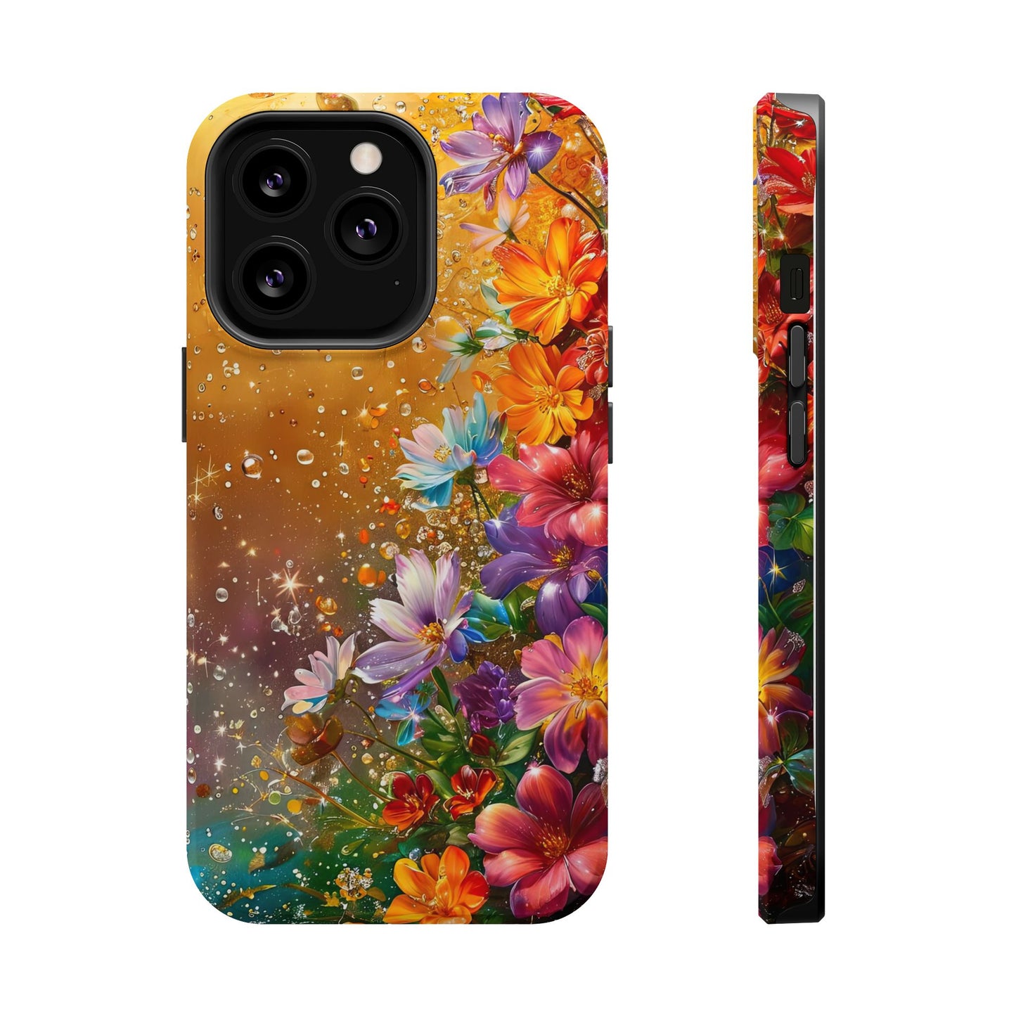 Vibrant Floral Magnetic Phone Case, Artistic Phone Cover