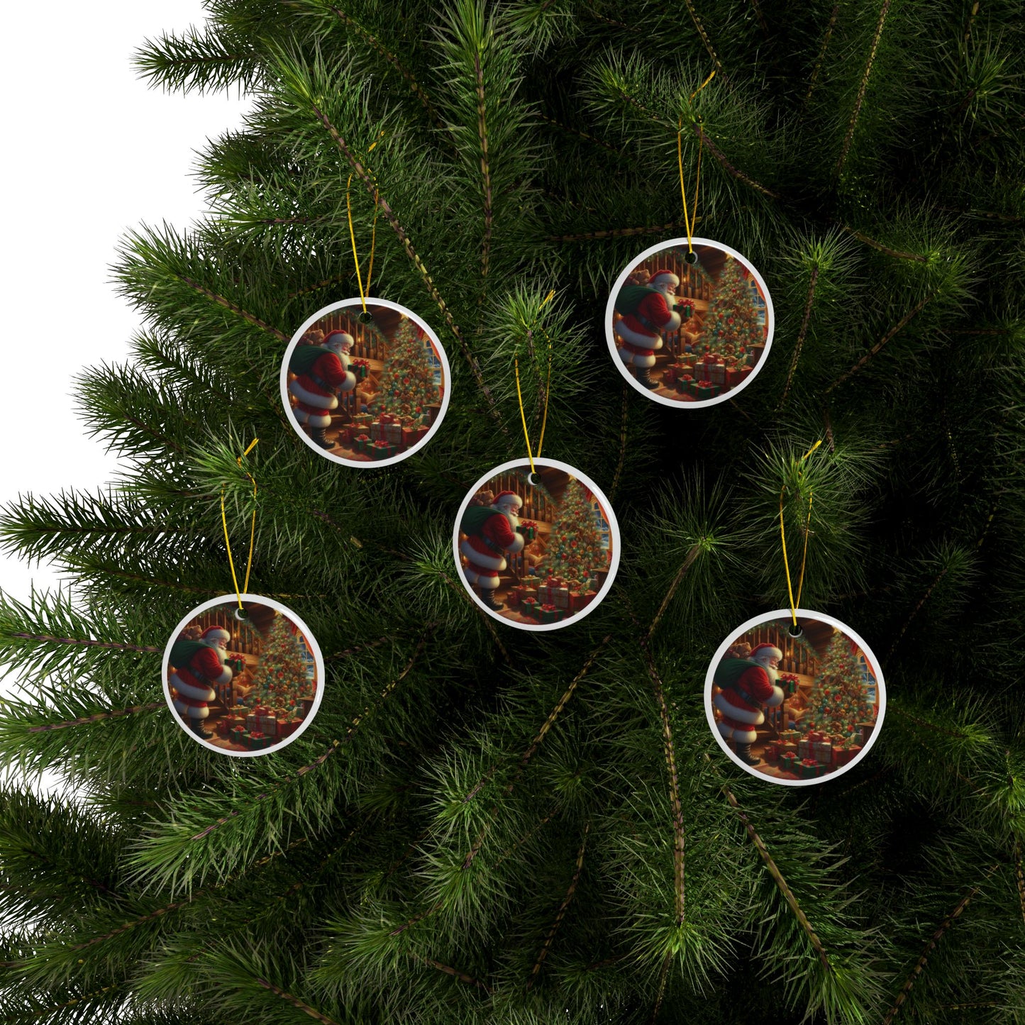 The Joy of Christmas Eve Christmas Ceramic Ornaments, 2-Side Print, (1pc, 3pcs, 5pcs, 10pcs)