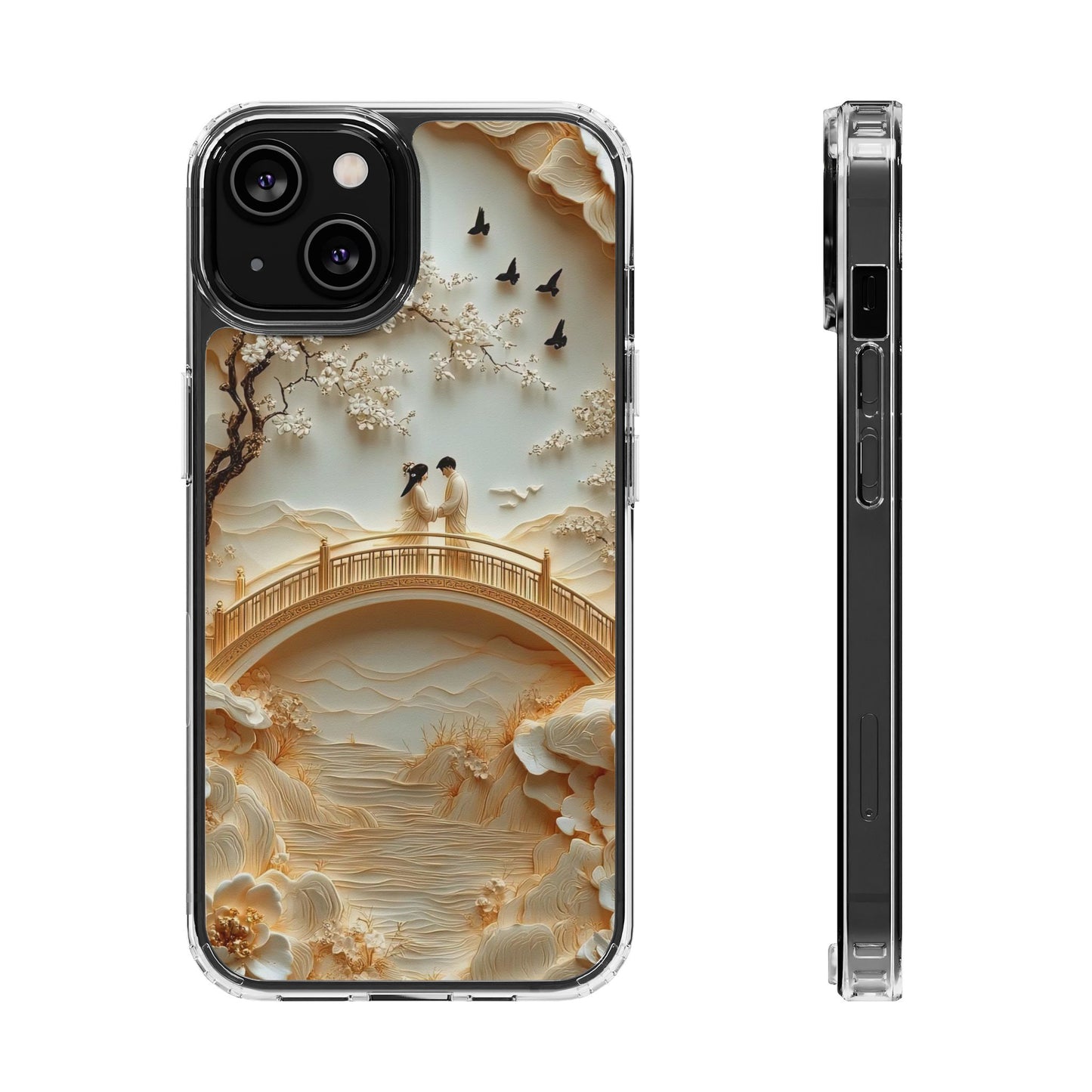 Romantic Couple 3D Effect Clear Cases,  Artistic Protective Cover
