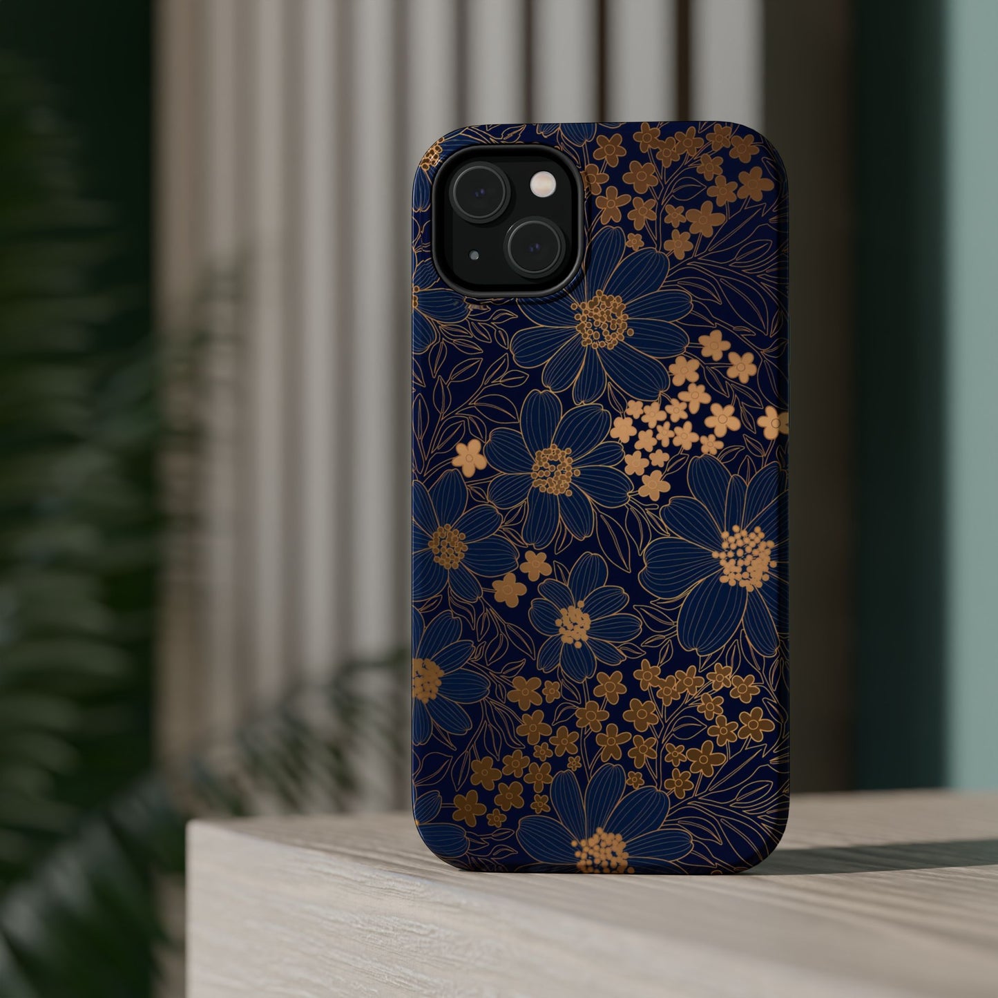 Luxury Serial Magnetic Phone Case, Golden Floral
