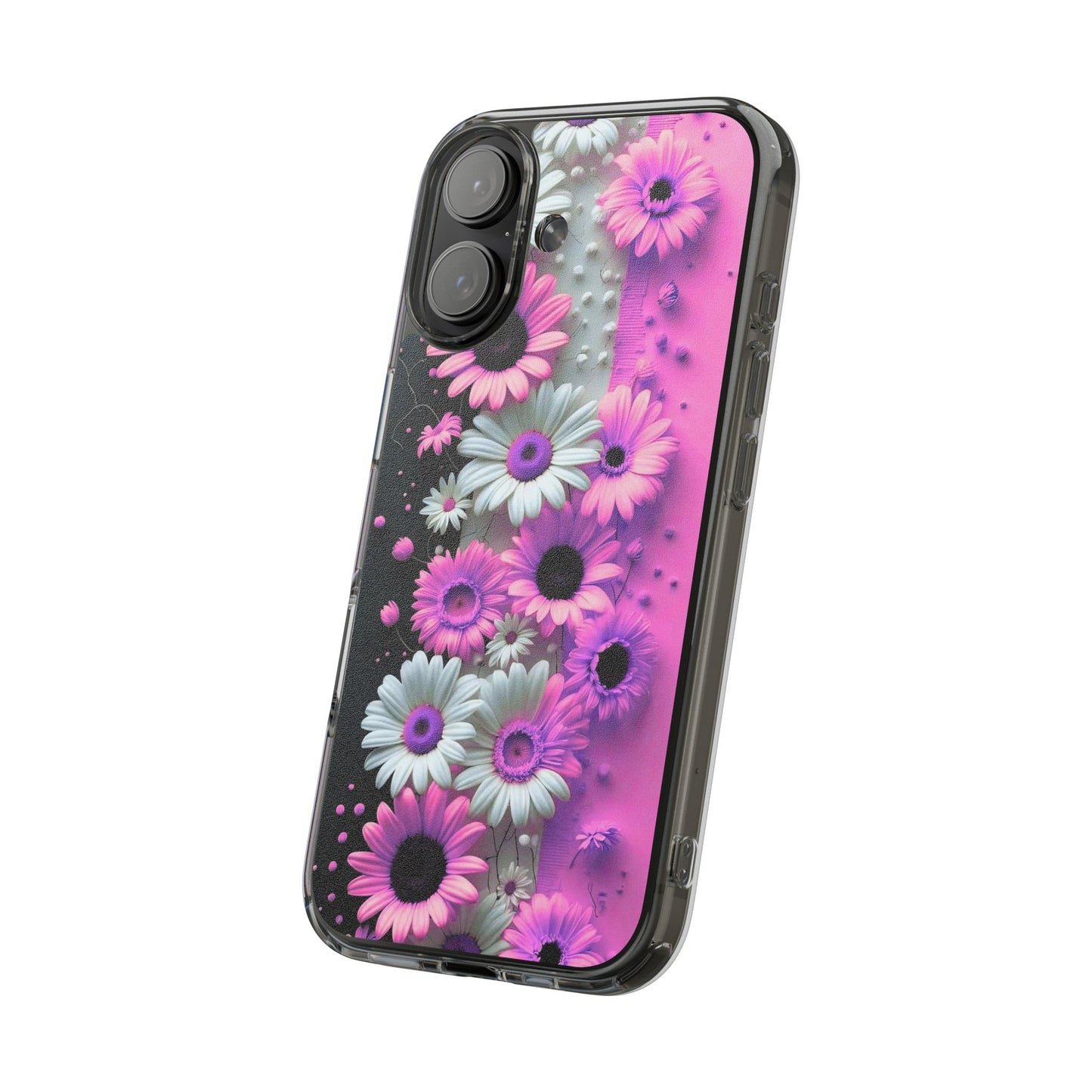Floral Clear Phone Case – Pink Flower Design