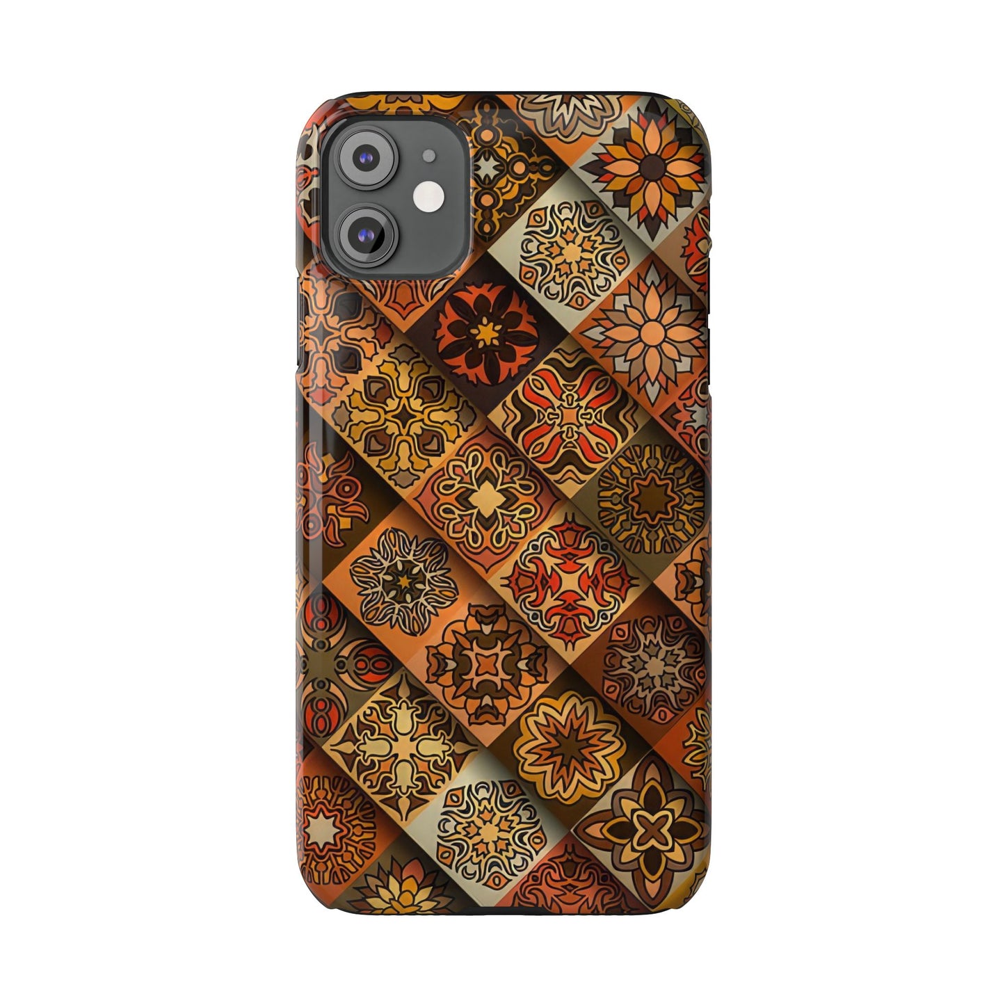 Aztec Geometric Slim Case, Boho Orange