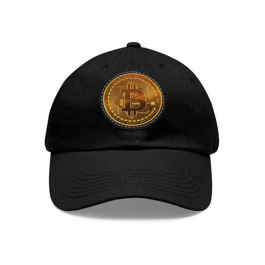 Bitcoin Dad Hat with Leather Patch (Round)