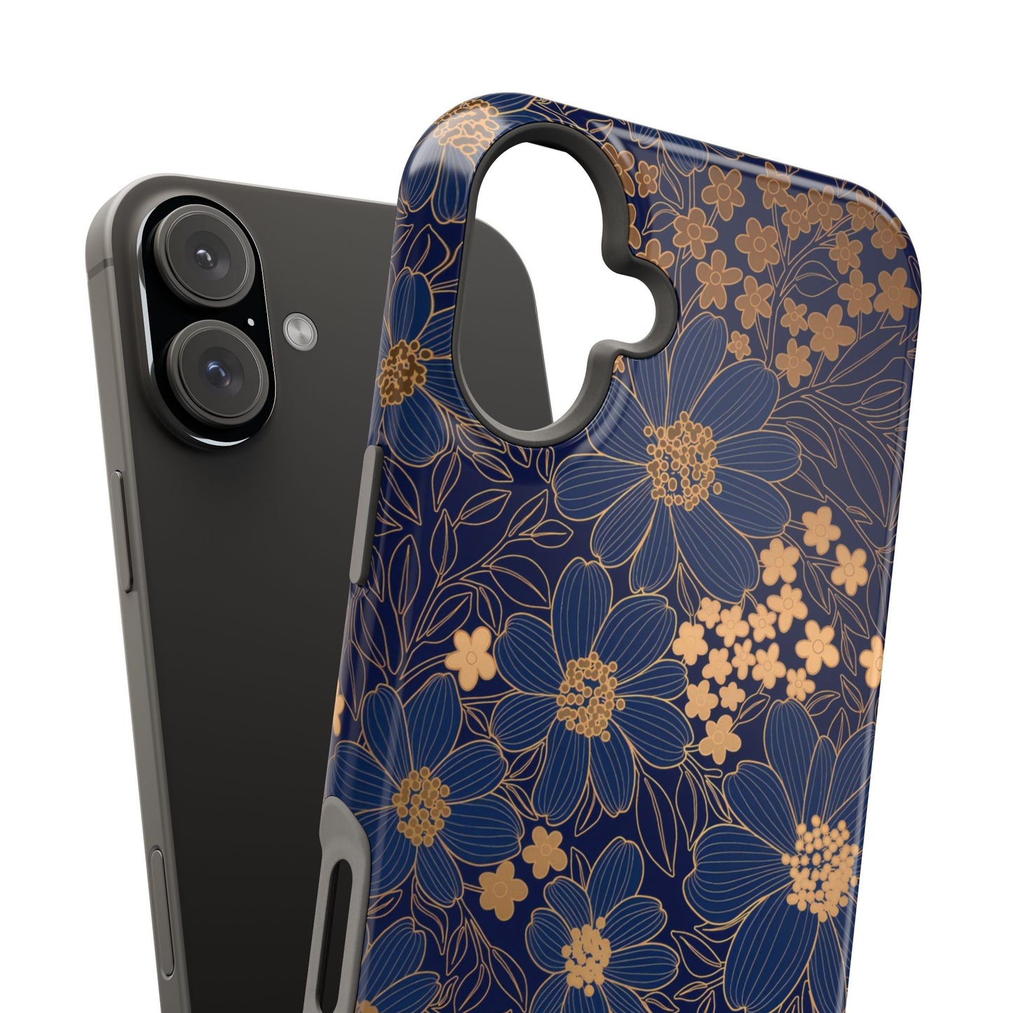 Luxury Serial Magnetic Phone Case, Golden Floral