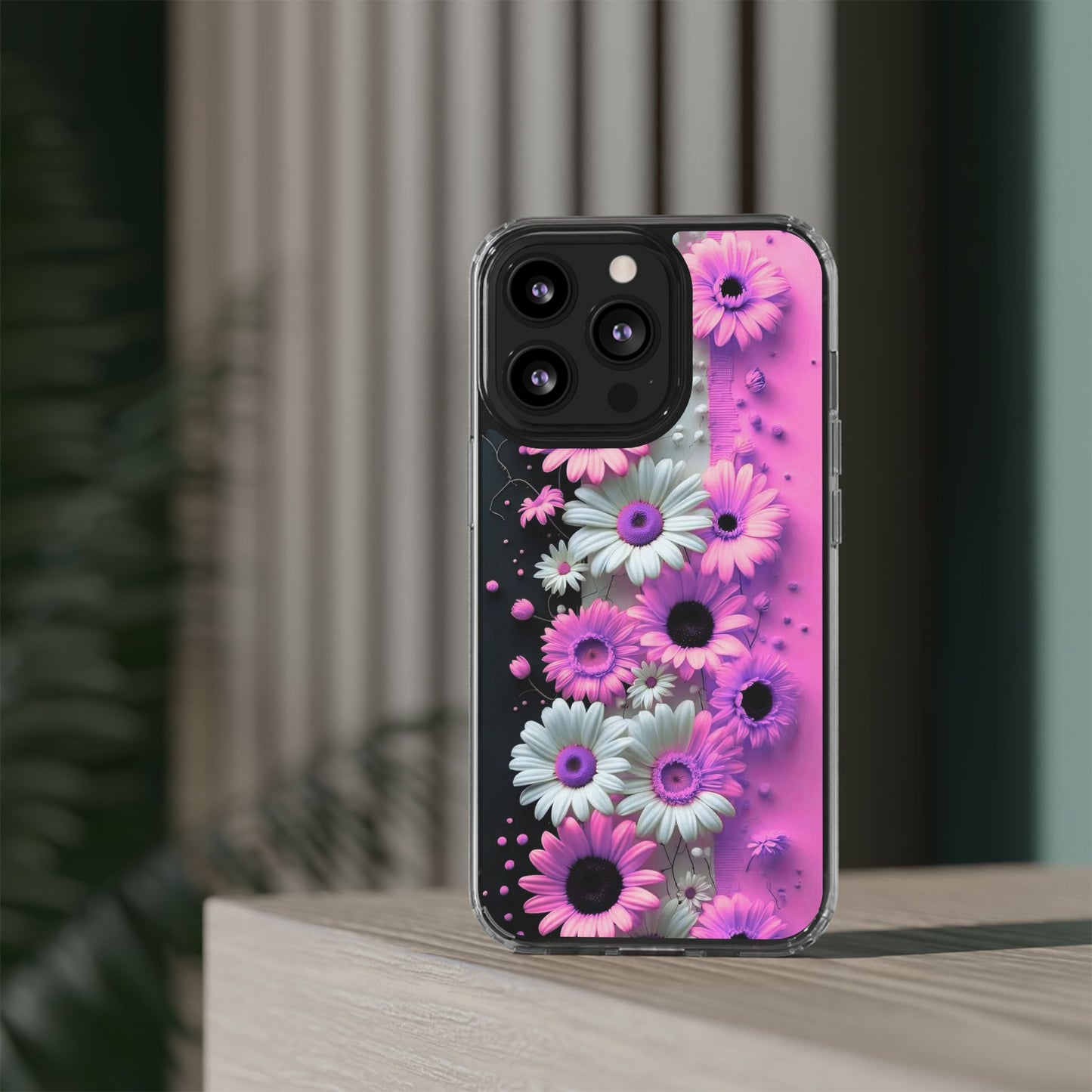 Floral Clear Phone Case – Pink Flower Design