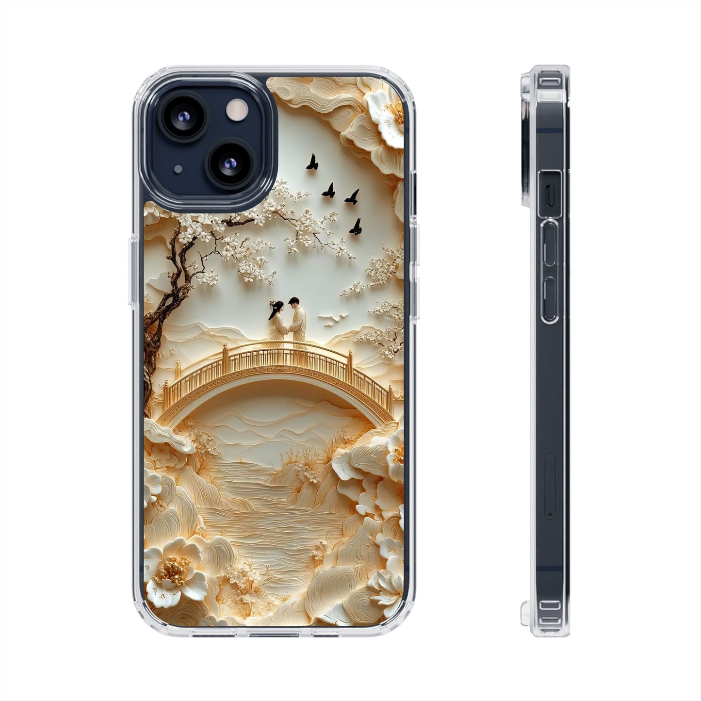 Romantic Couple 3D Effect Clear Cases,  Artistic Protective Cover