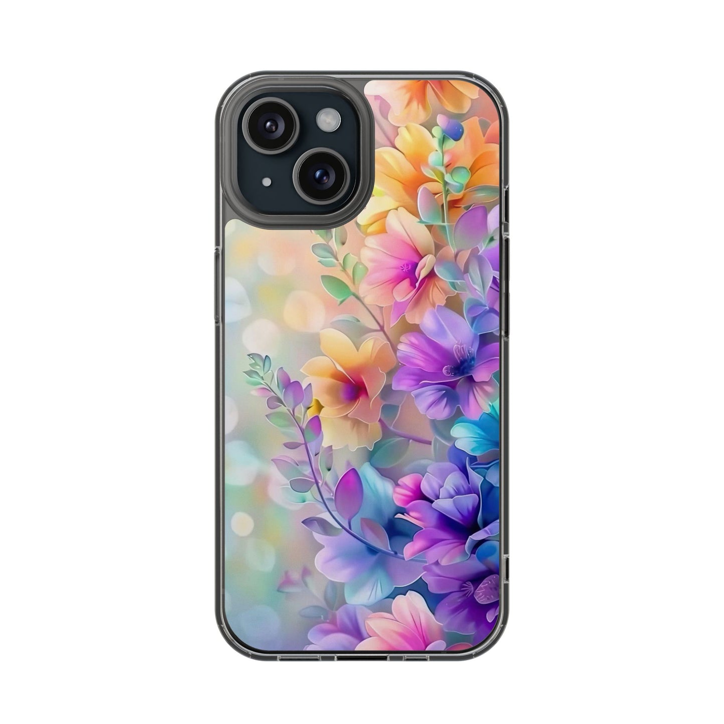 Floral Clear Phone Case -  Colorful Spring Design