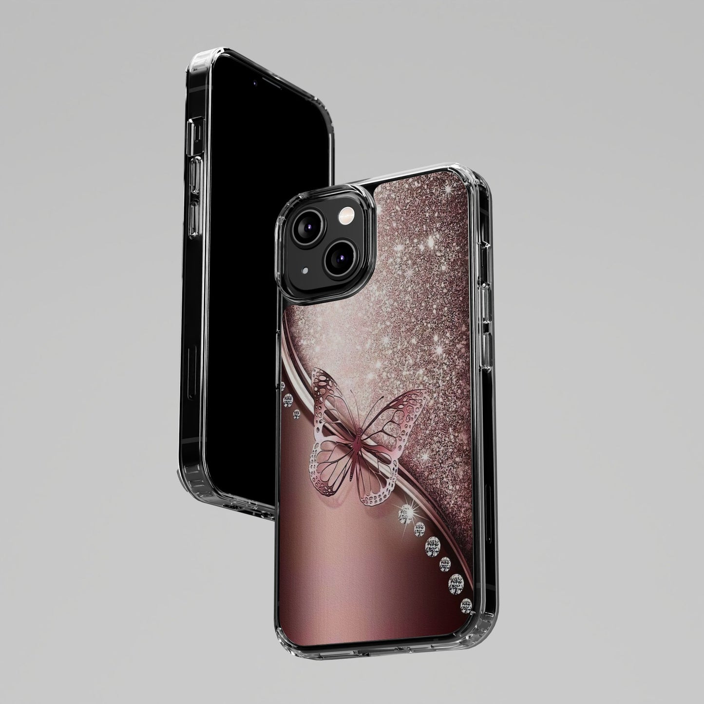 Elegant Butterfly Clear Case, Stylish Transparent Protective Cover for Women