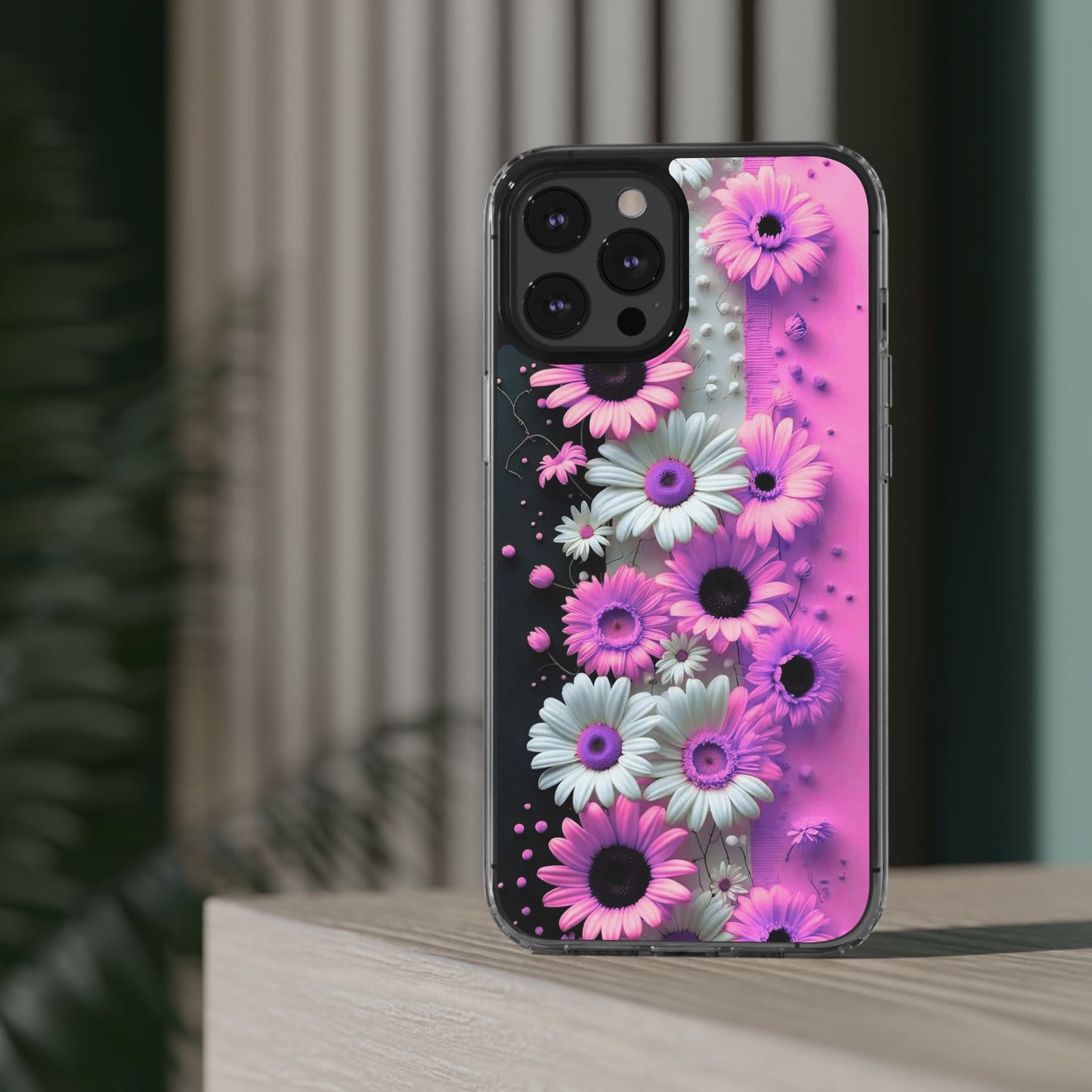Floral Clear Phone Case – Pink Flower Design