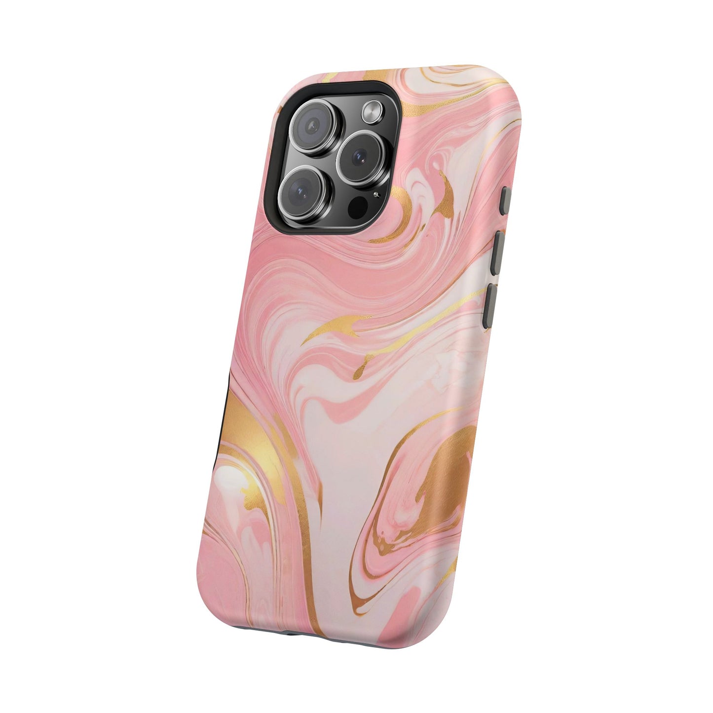 Stylish Magnetic Phone Case, Pink Marble Protective Cover
