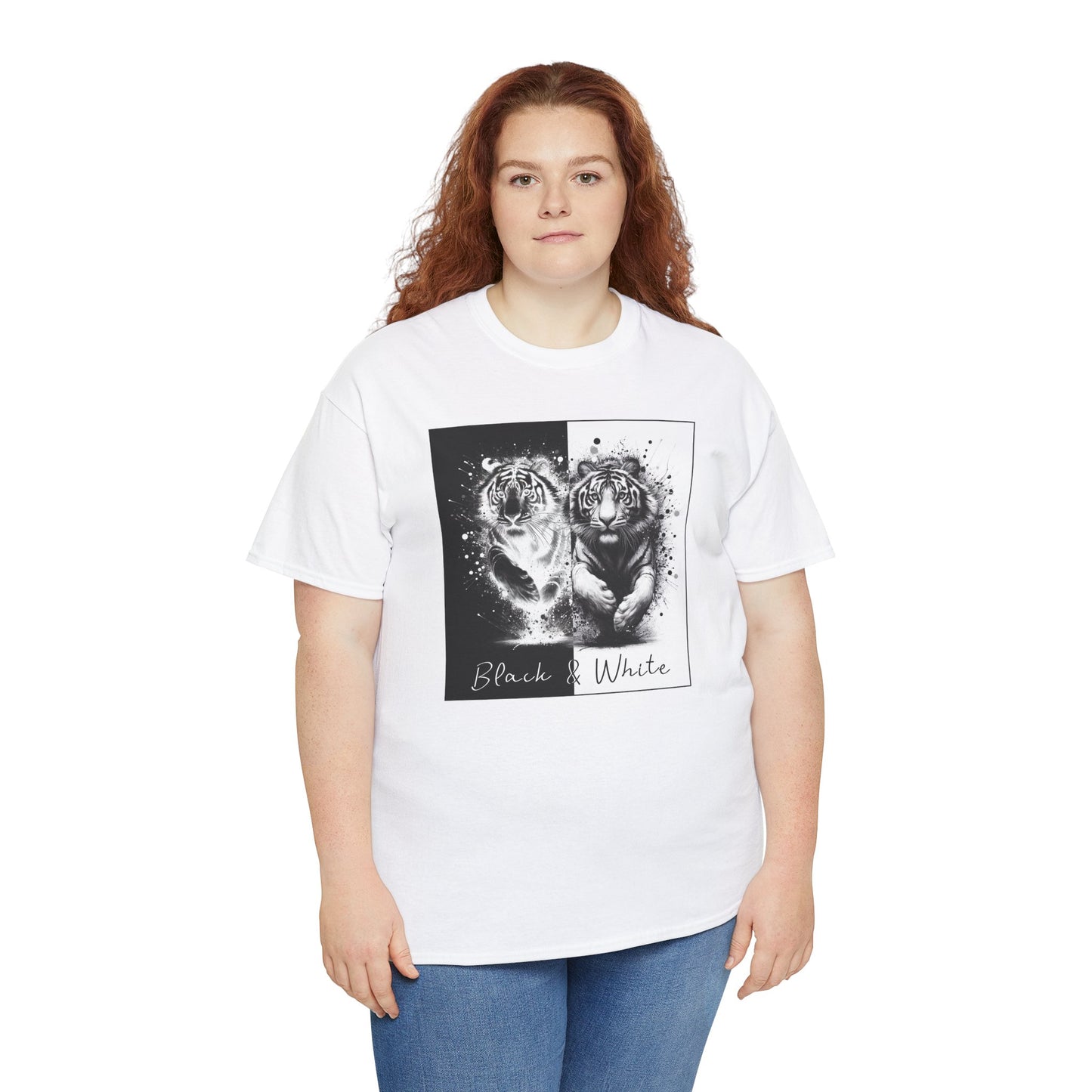 Black & White Tigers Unisex Heavy Cotton Tee