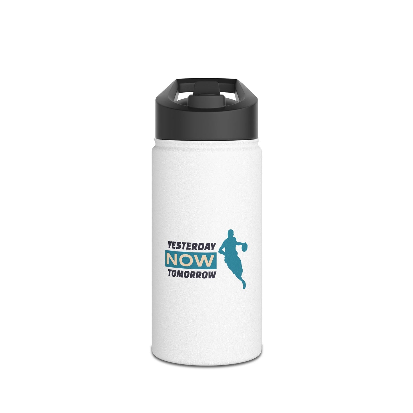 Yesterday Now Tomorrow Stainless Steel Water Bottle, Standard Lid