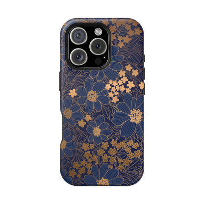 Luxury Serial Magnetic Phone Case, Golden Floral
