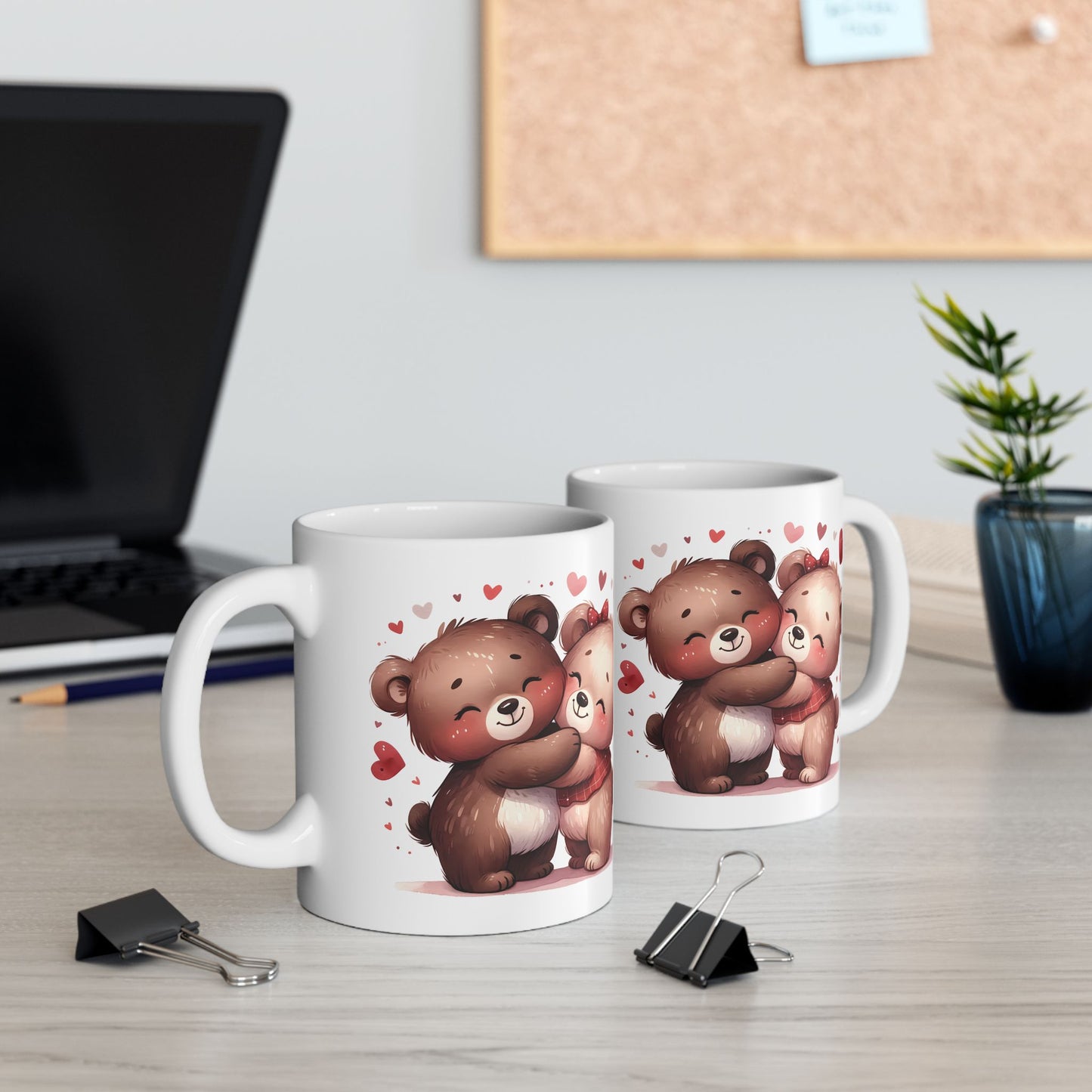 Cute Bear Love Ceramic Mug - Adorable 11oz & 15oz Heart Design