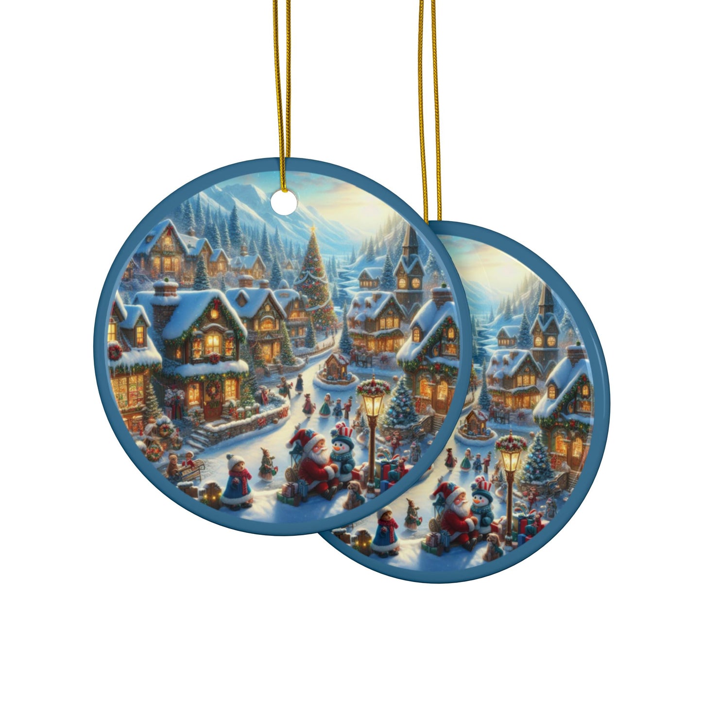 Glistening Winter Wonderland Ceramic Ornaments, 2-Side Print, (1pc, 3pcs, 5pcs, 10pcs)