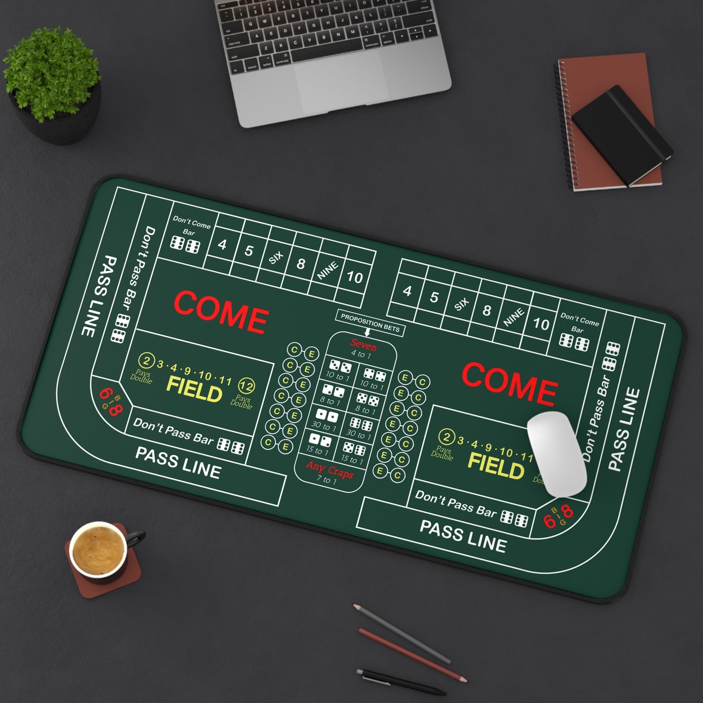 Casino Craps 2 Desk Mat — 2-in-1 Gaming Surface / Green