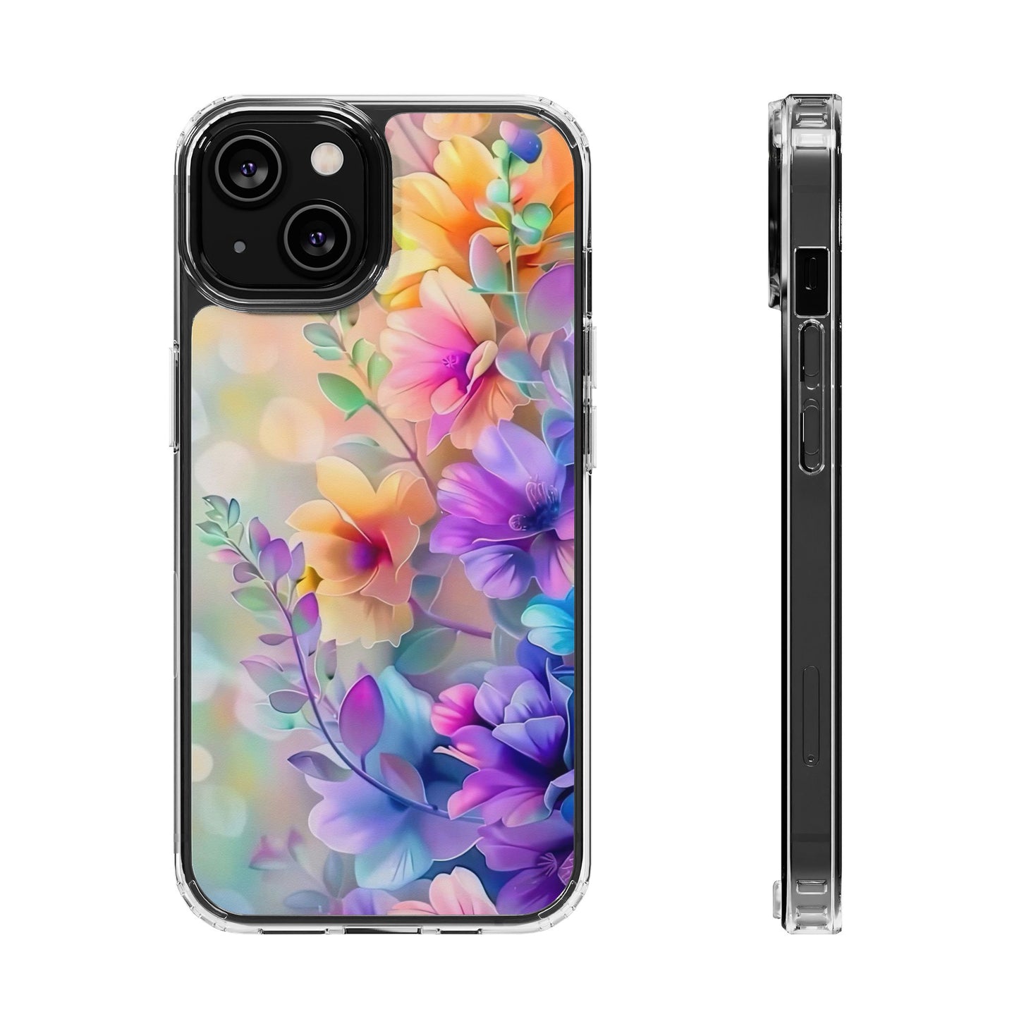 Floral Clear Phone Case -  Colorful Spring Design