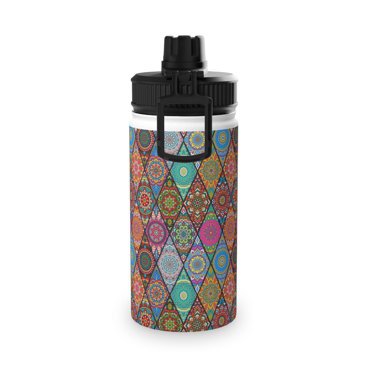 Mandala Argyle Stainless Steel Water Bottle, Sports Lid