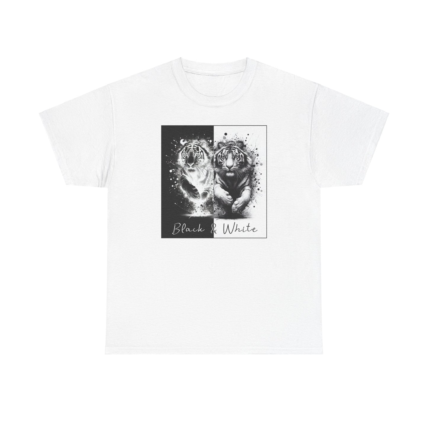 Black & White Tigers Unisex Heavy Cotton Tee