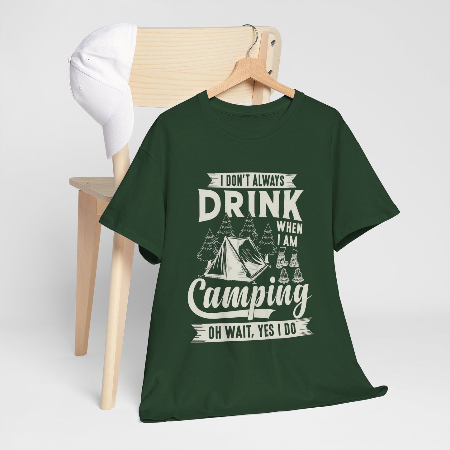Camping Drinking Unisex Heavy Cotton Tee - Perfect Gift for Outdoor Enthusiasts