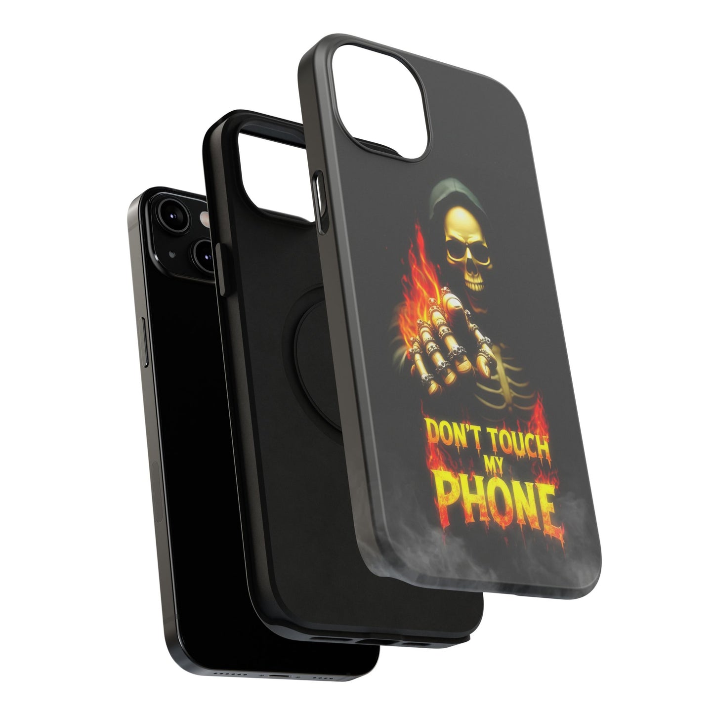 Skull Design Impact-Resistant iPhone Case, Don't Touch My Phone