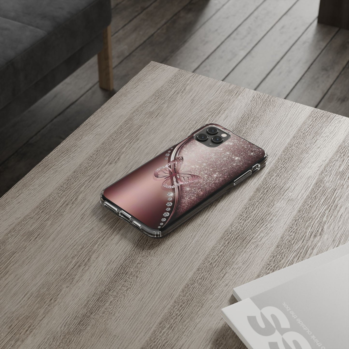 Elegant Butterfly Clear Case, Stylish Transparent Protective Cover for Women