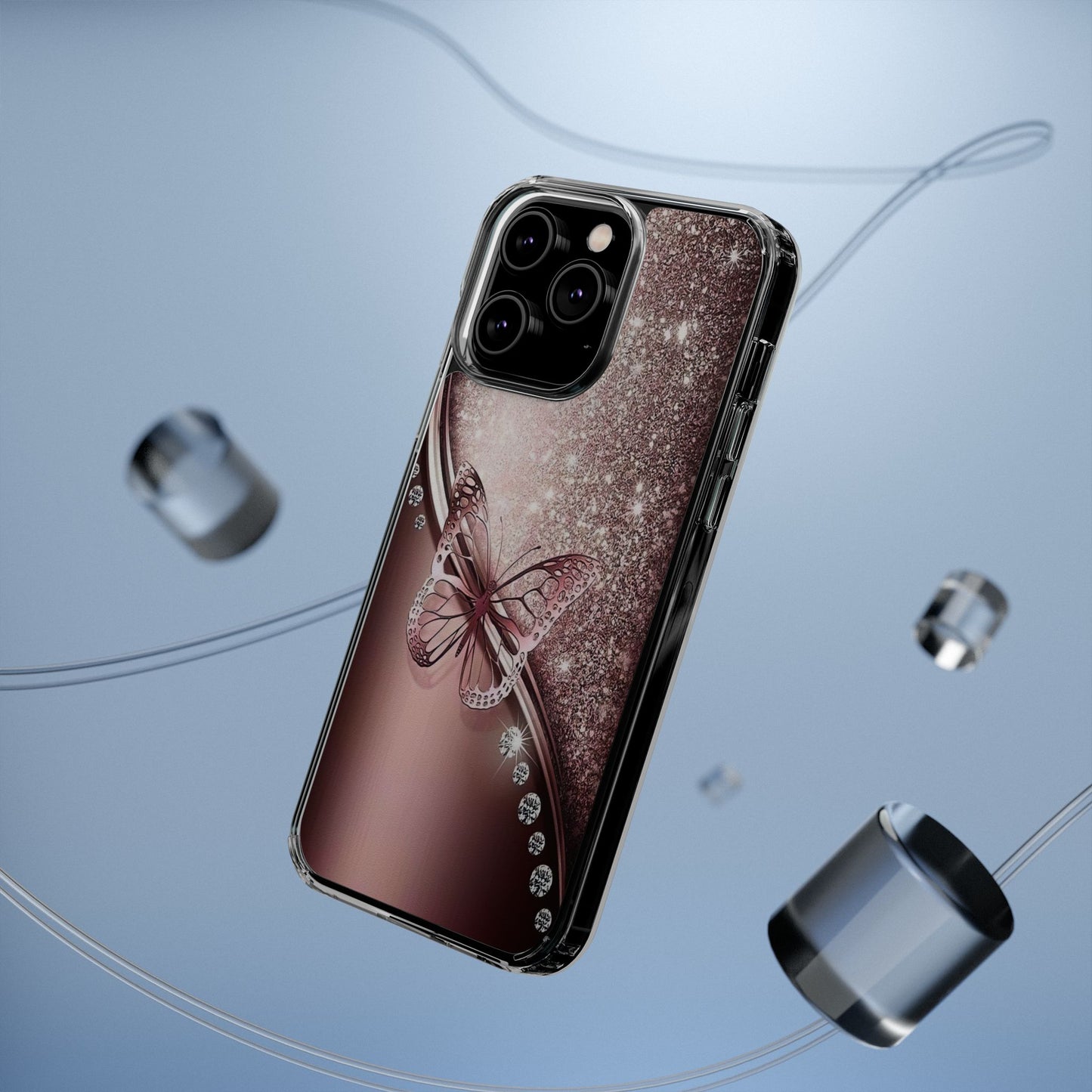 Elegant Butterfly Clear Case, Stylish Transparent Protective Cover for Women