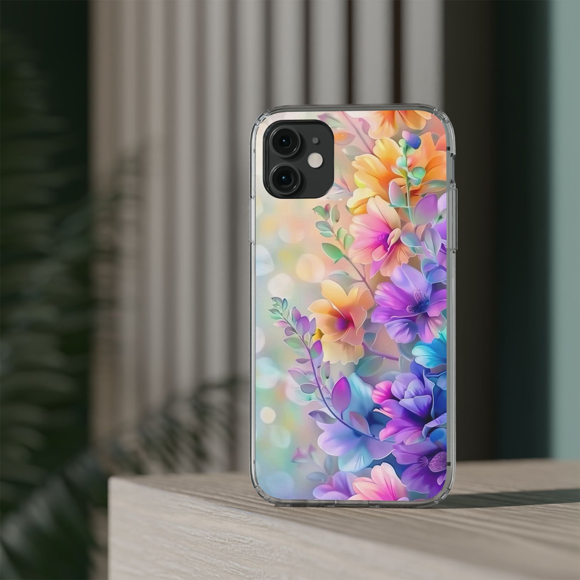 Floral Clear Phone Case -  Colorful Spring Design
