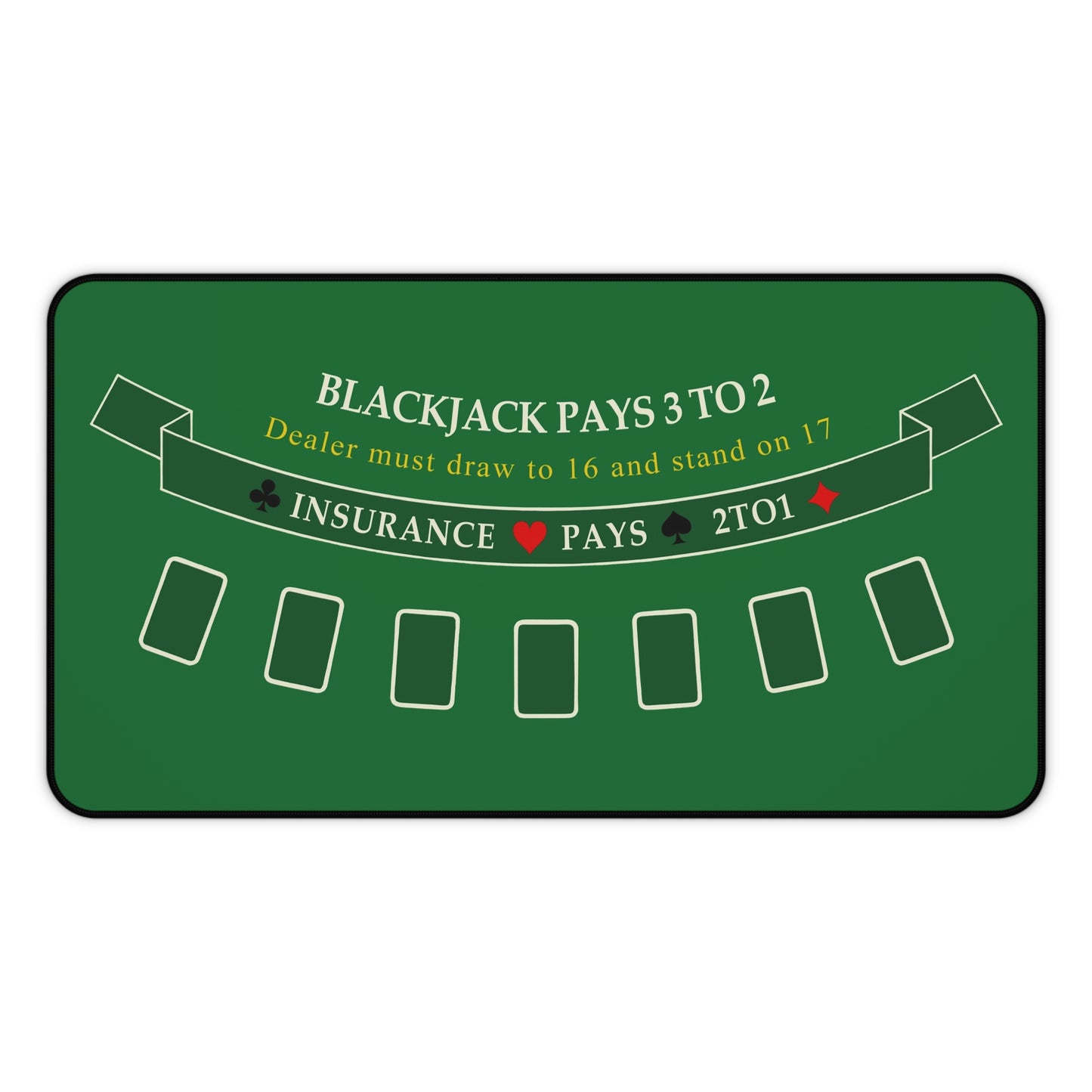 2-in-1 Blackjack Desk Mat with Stitched Edge