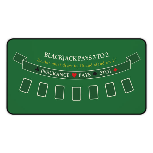 2-in-1 Blackjack Desk Mat with Stitched Edge