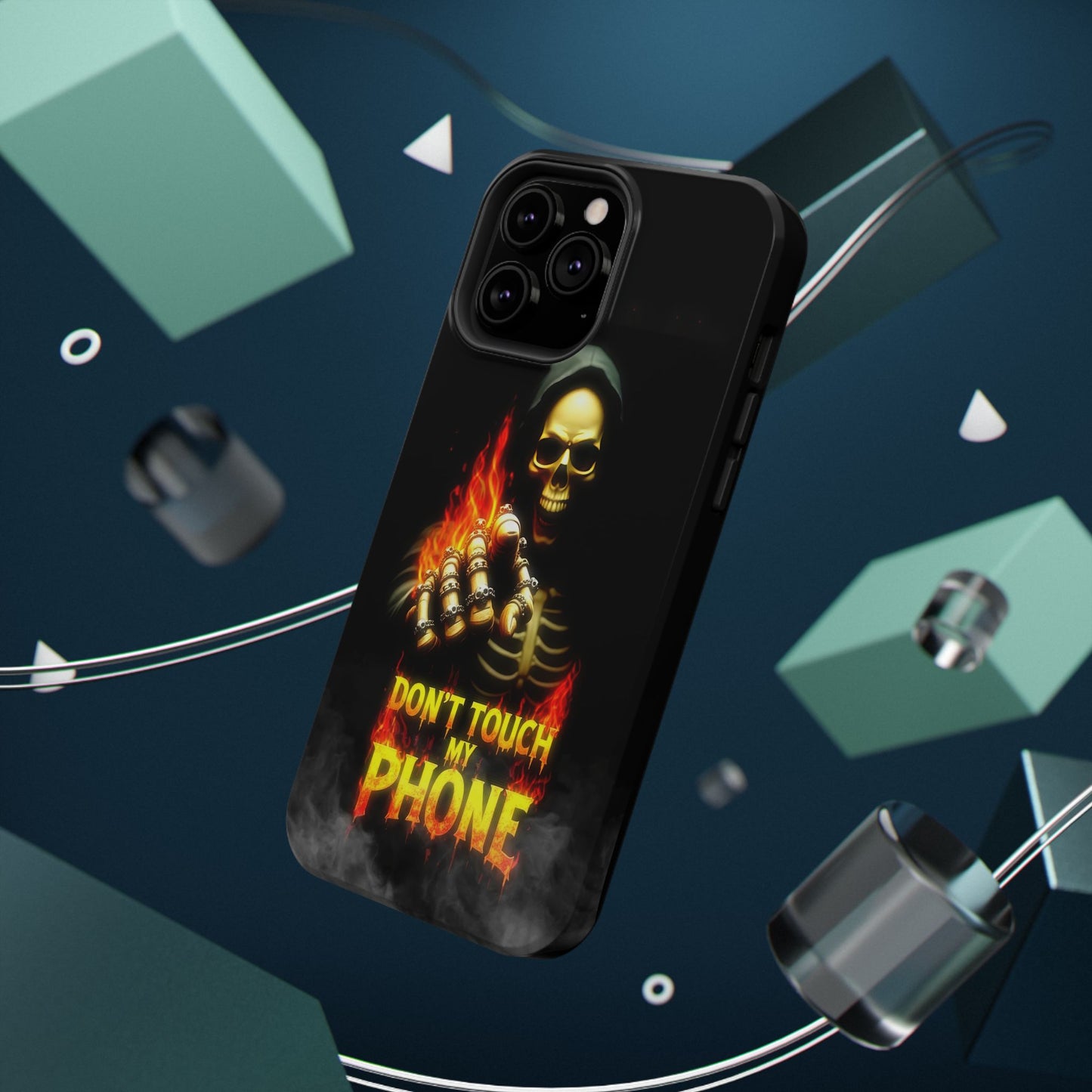 Skull Design Impact-Resistant iPhone Case, Don't Touch My Phone